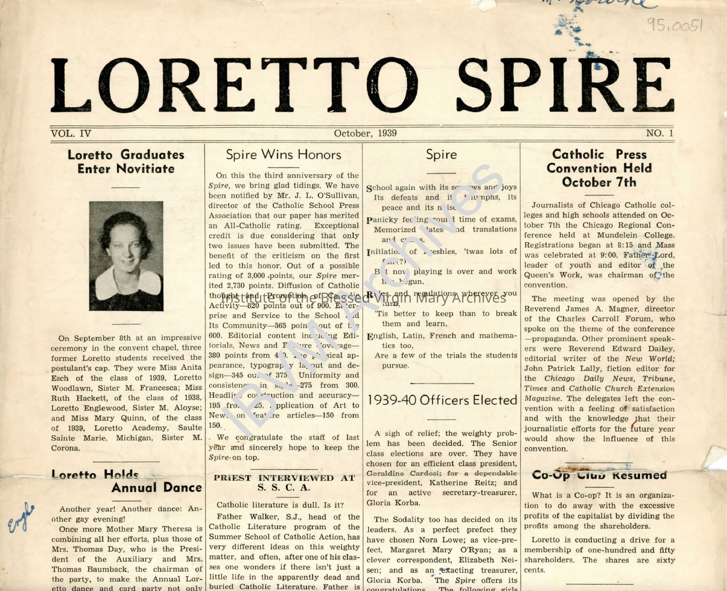 Loretto Spire, Volume IV No. 1, 1939: PDF, Watermarked