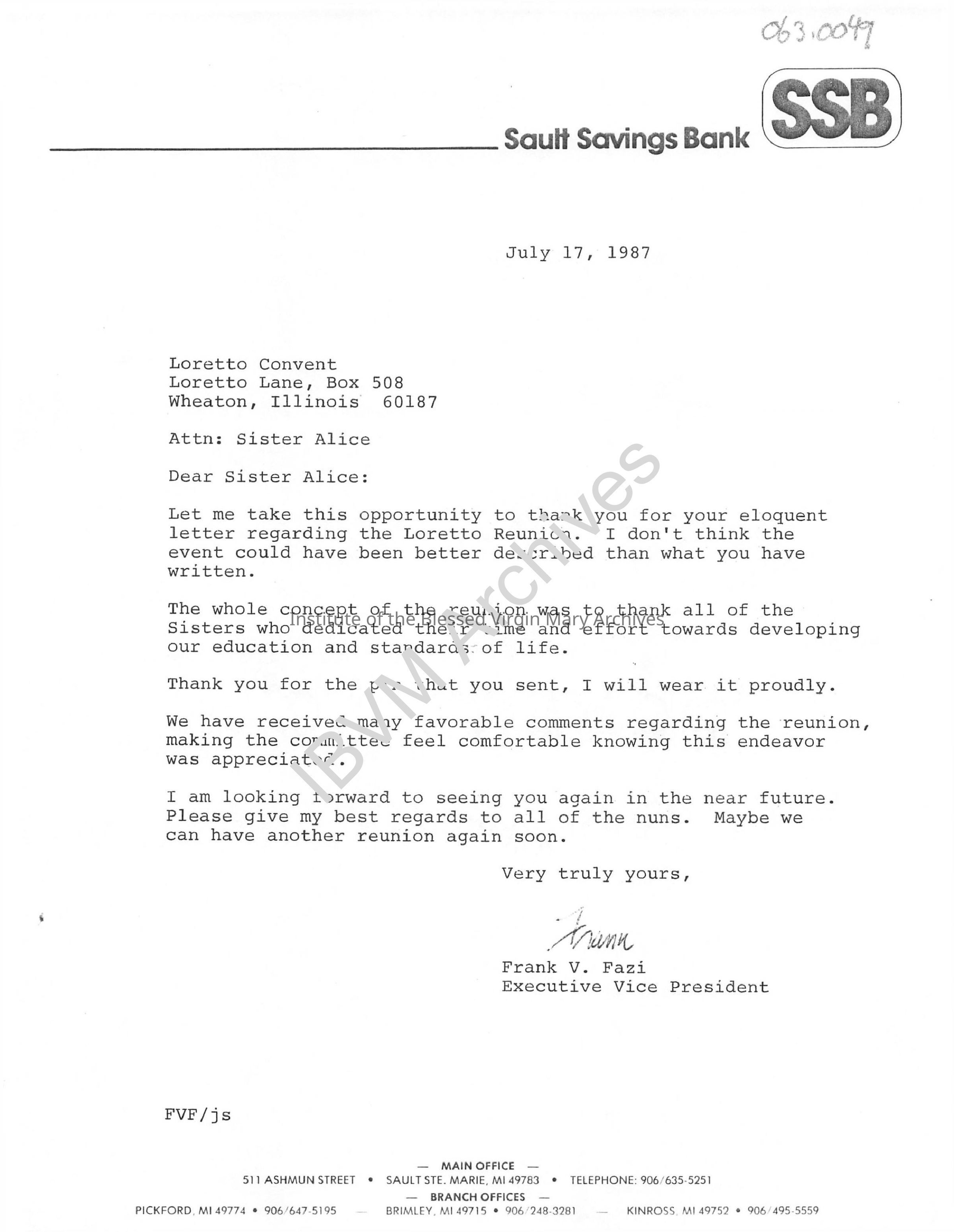 Letter from Frank V. Fazi: PDF, Watermarked