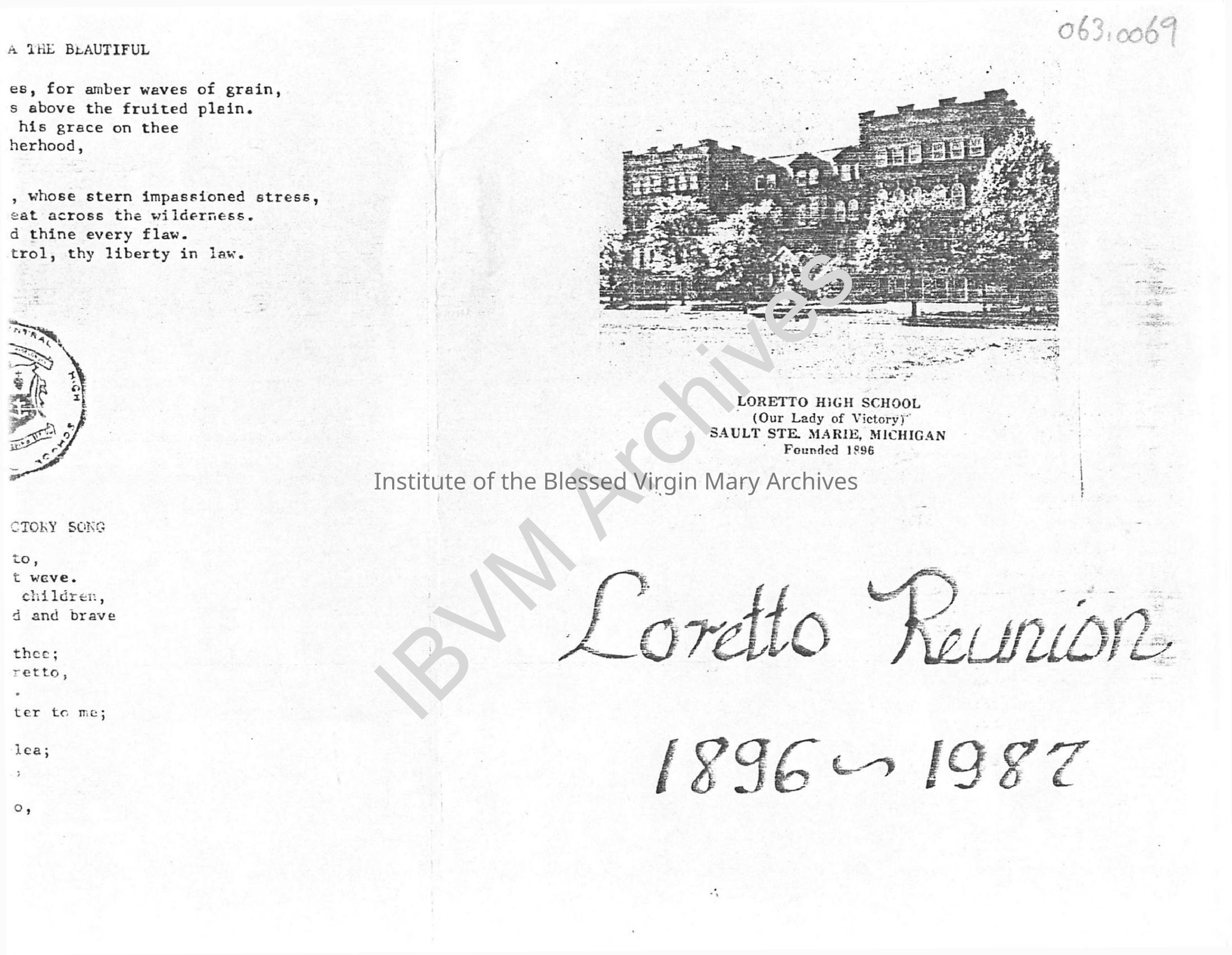 Loretto Reunion, 1896 - 1987: PDF, Watermarked
