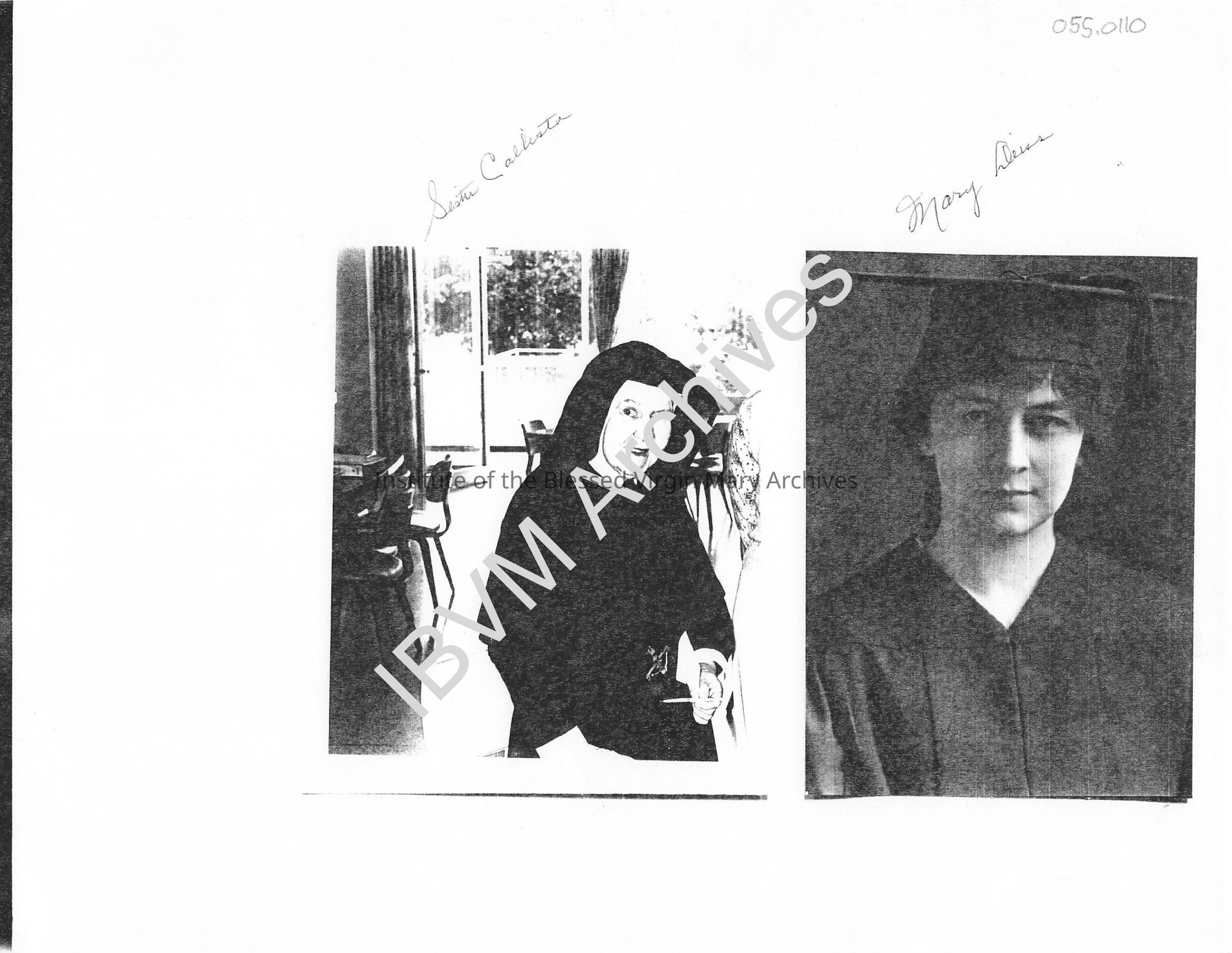 Photos of Sister Callista McGuire and Mary Deiss: PDF, Watermarked