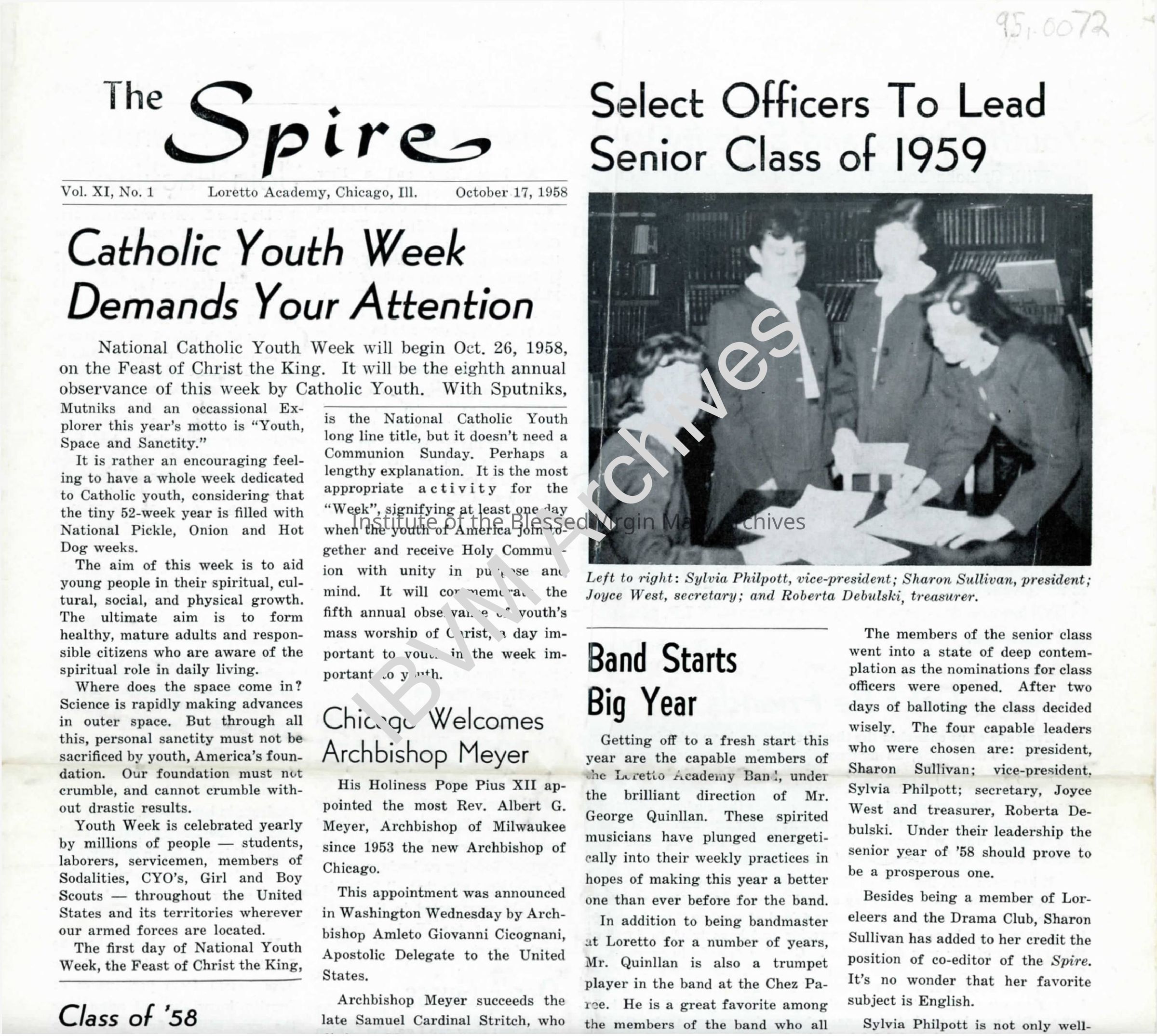 The Spire, Volume XI No. 1, 1958: PDF, Watermarked