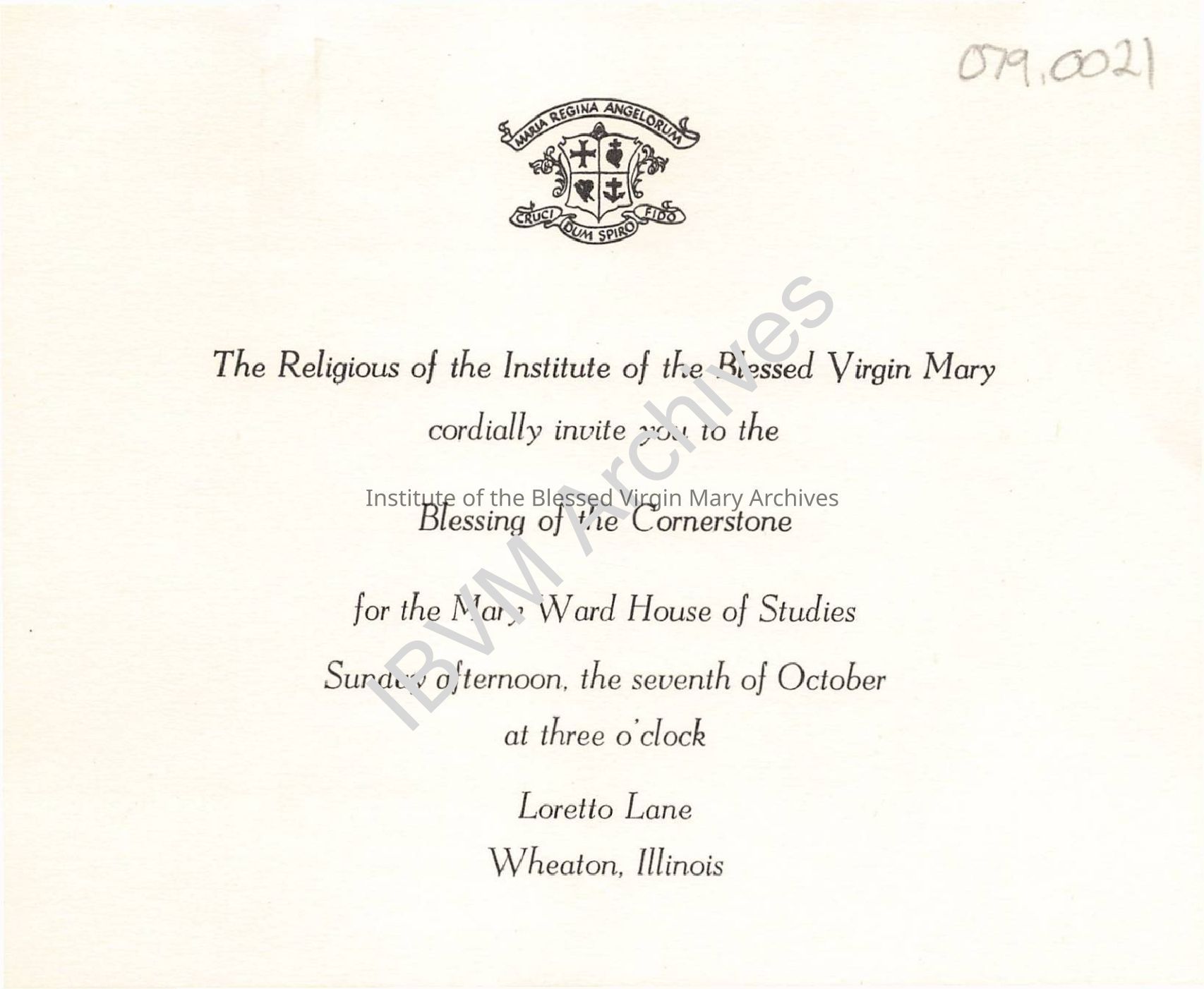 Mary Ward House of Studies Cornerstone Blessing Invitation: PDF, Watermarked