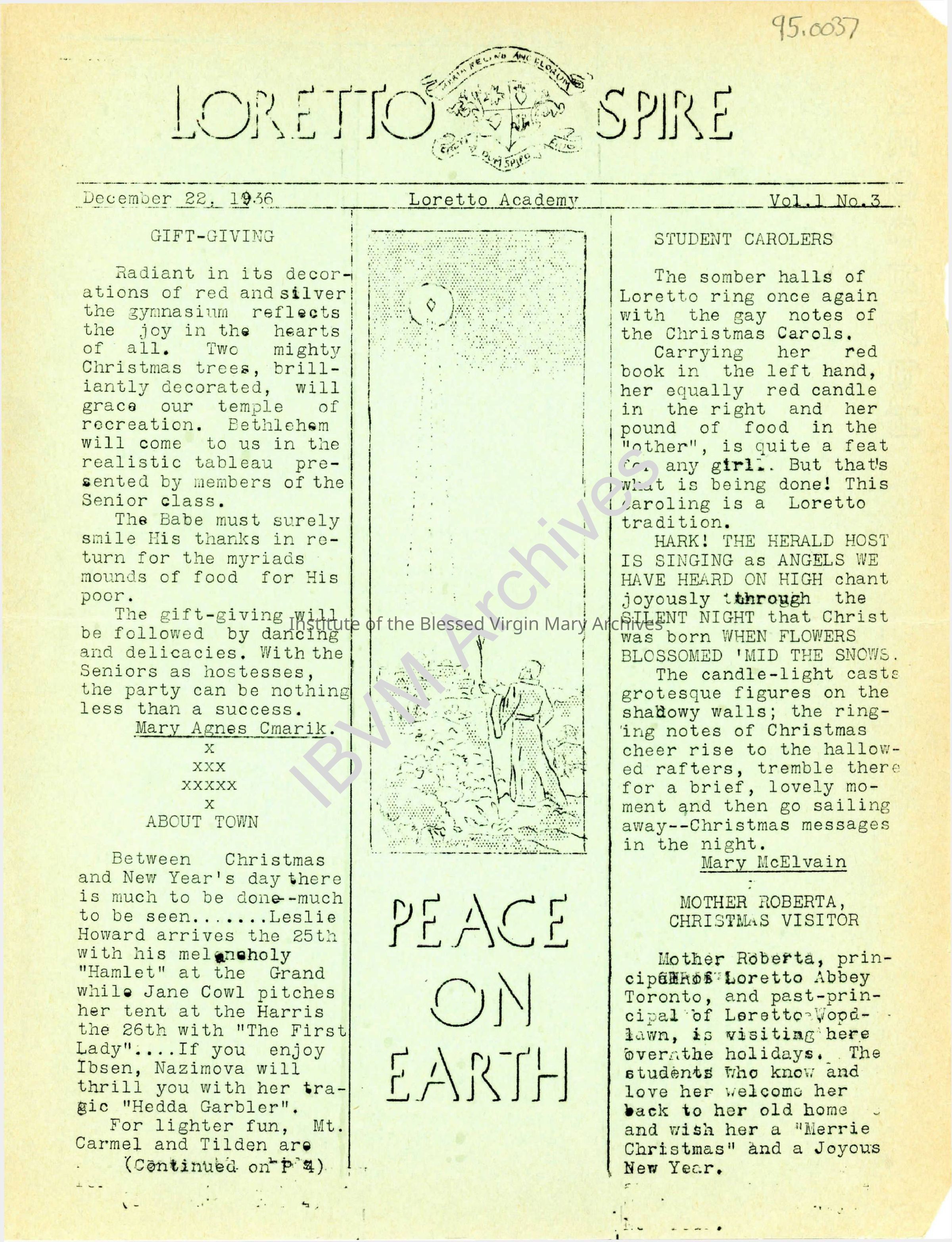 Loretto Spire, Volume 1 No. 3, 1936: PDF, Watermarked