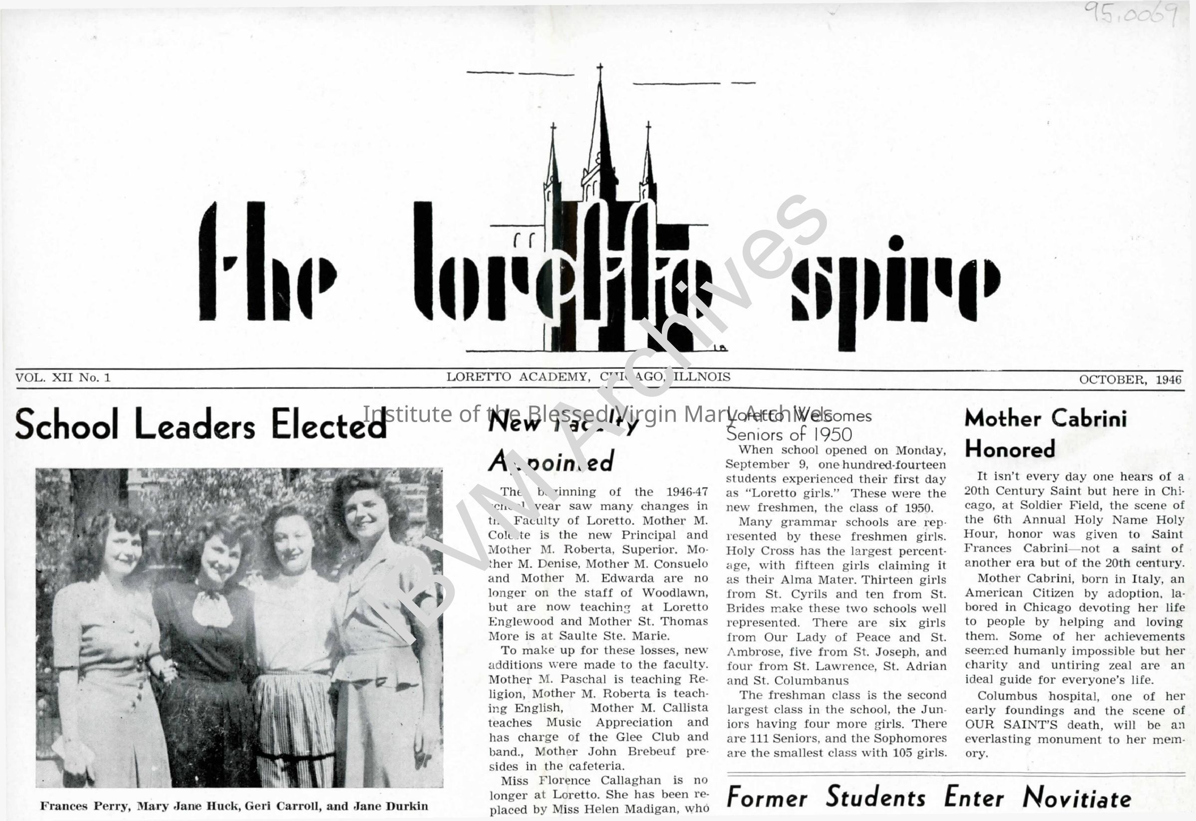 Loretto Spire, Volume XII No. 1, 1946: PDF (Front Page Only, Watermarked)