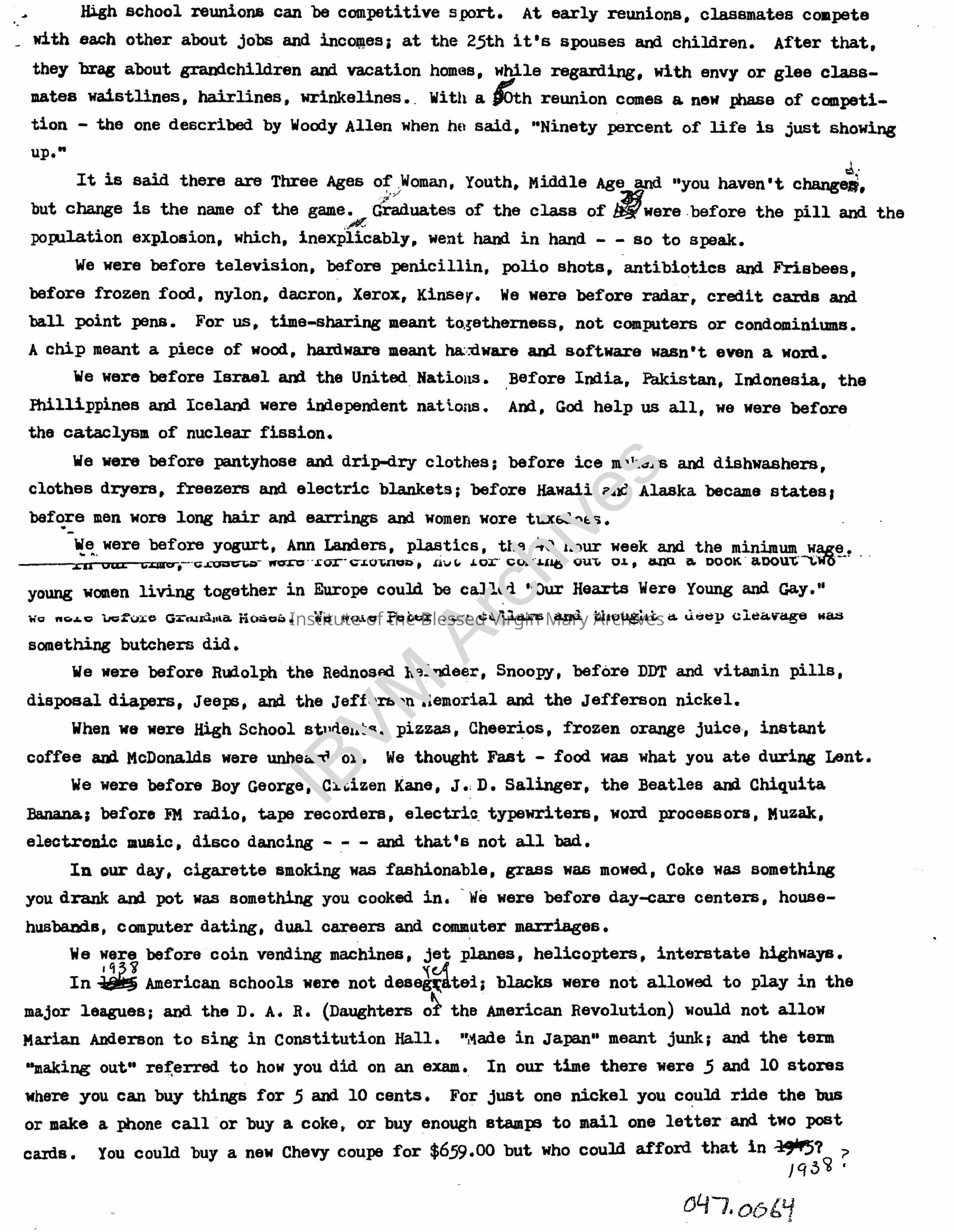 Loretto High School 50th Anniversary Reunion Speech: PDF, Watermarked
