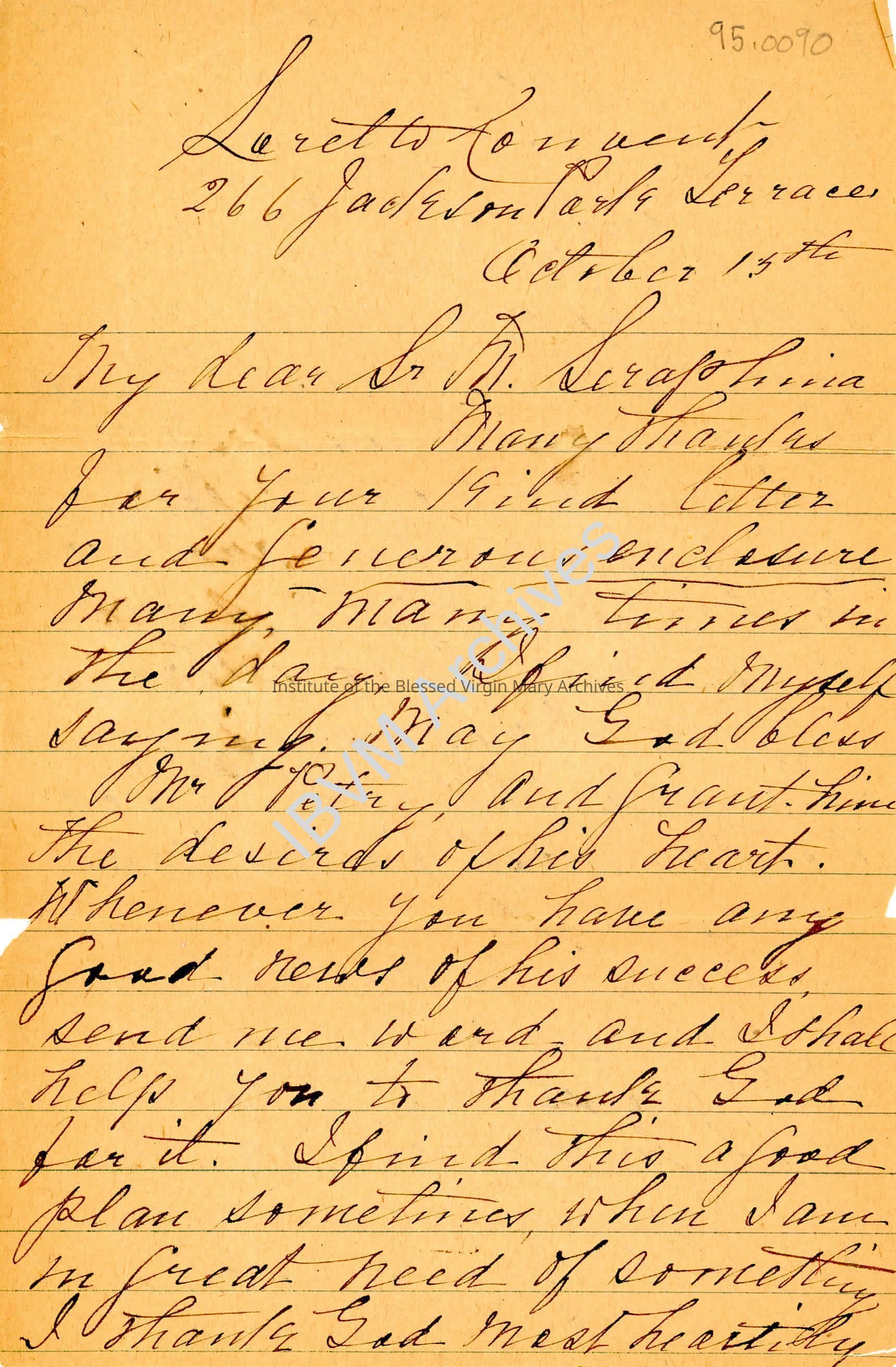Letter from Mother Seraphina Dwyer: PDF, Watermarked
