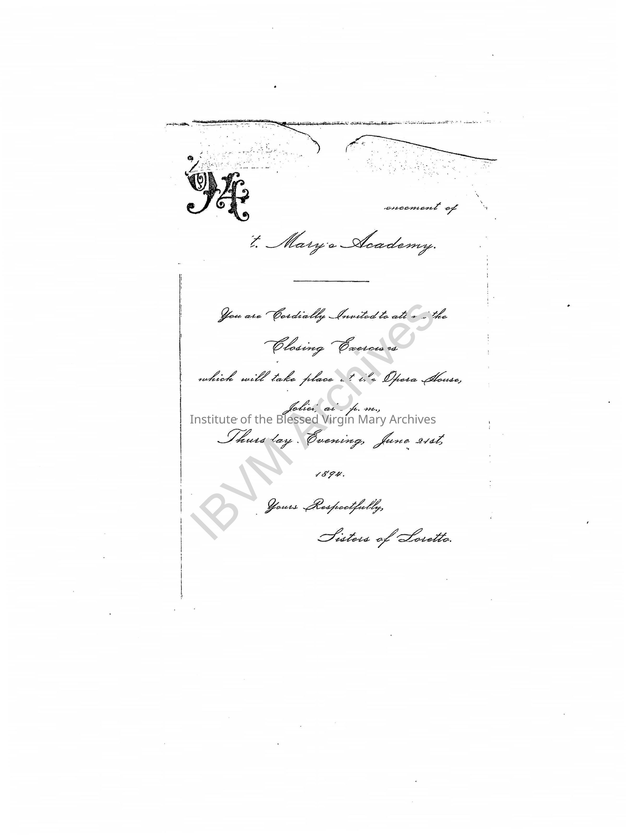 St. Mary's Academy Commencement Invitation: PDF, Watermarked