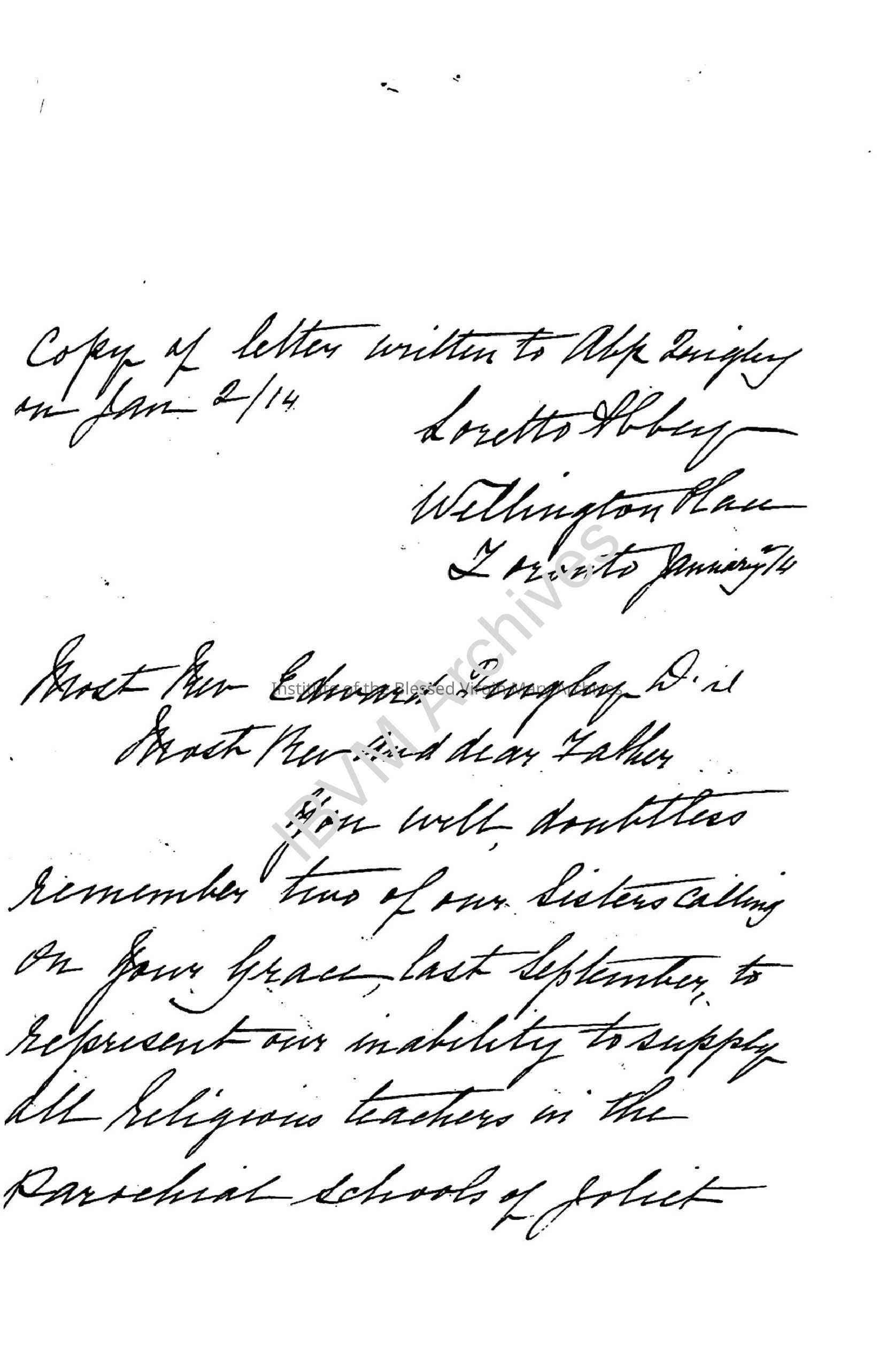 Letter from Reverend Mother Mary J. Stanislaus: PDF, Watermarked