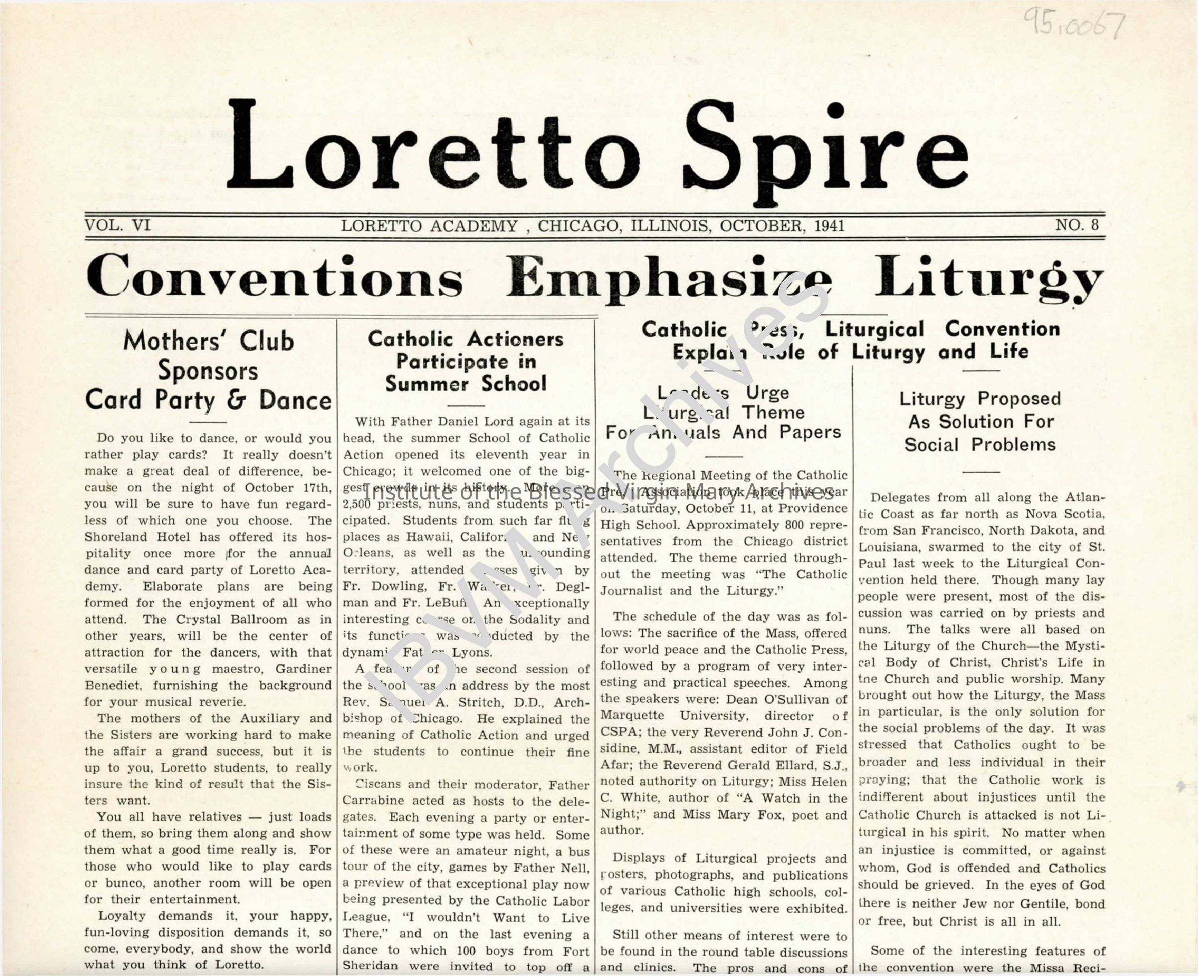 Loretto Spire, Volume VI No. 8, 1941: PDF, Watermarked