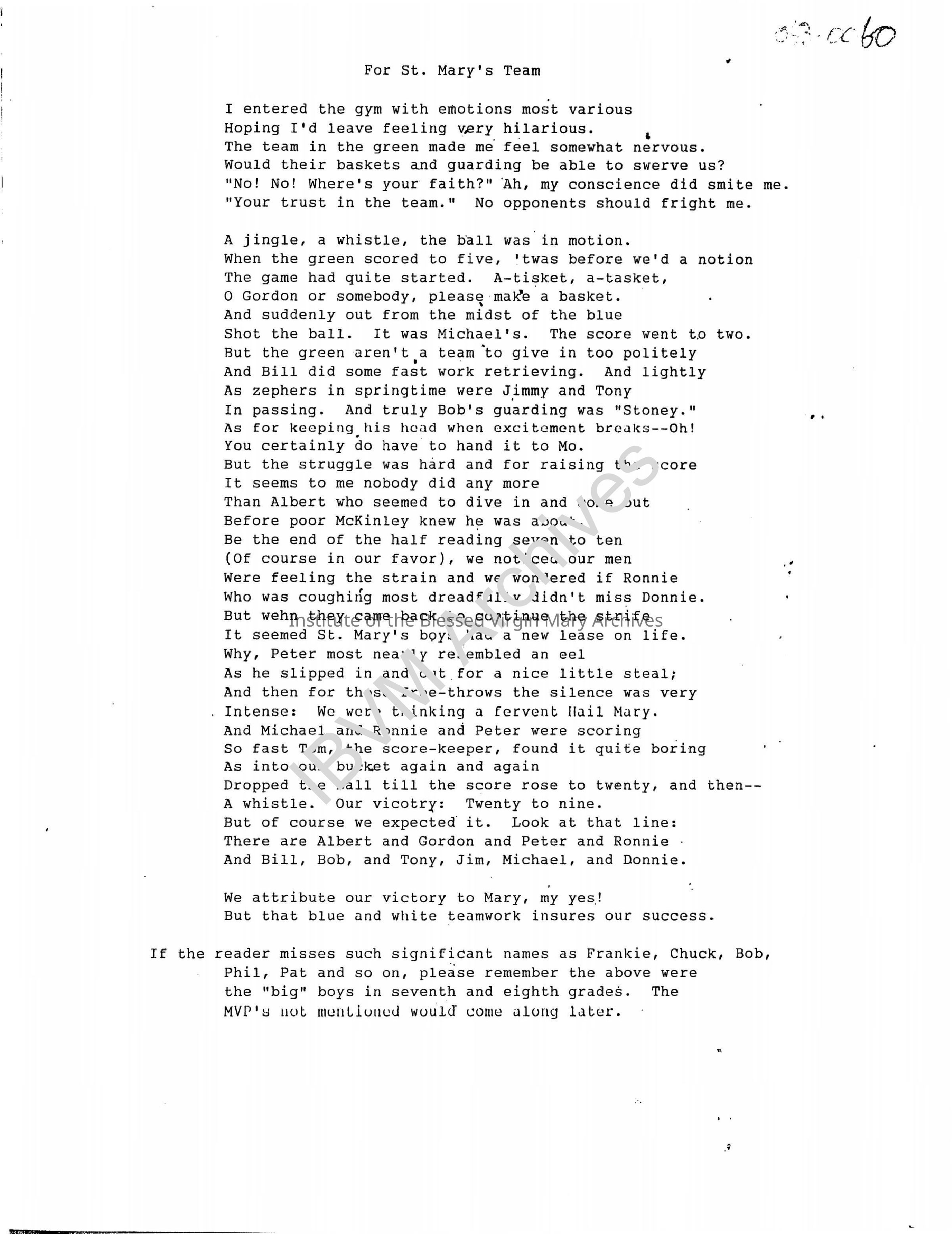 For St. Mary's Team: PDF, Watermarked