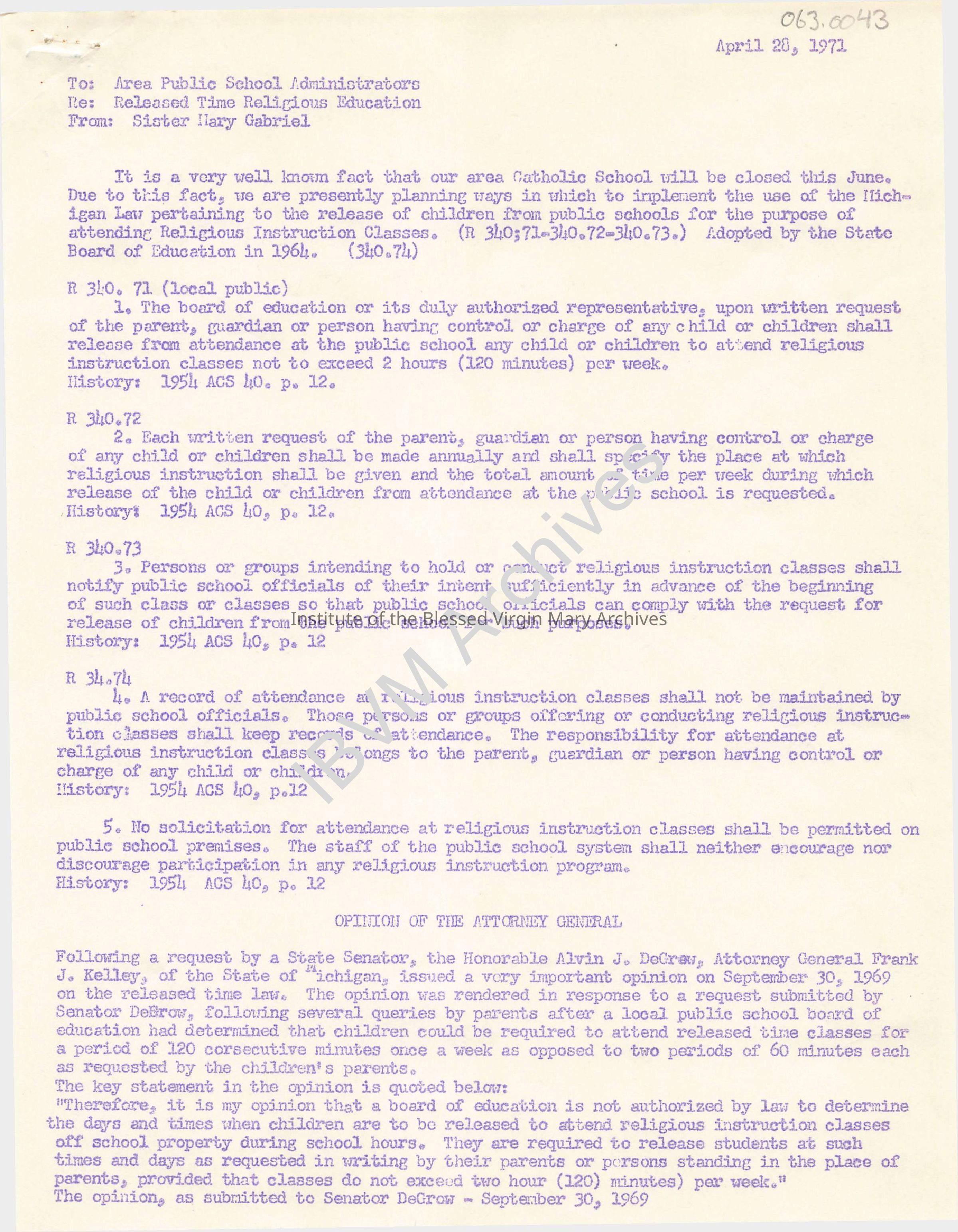 Letter from Sister Mary Gabriel: PDF, Watermarked