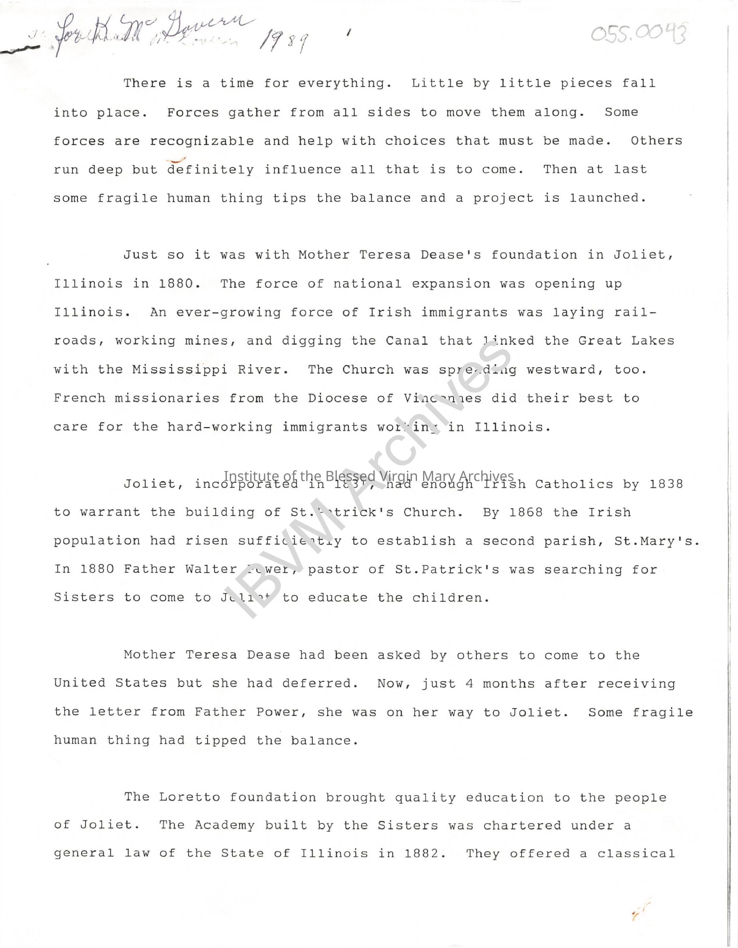 Brief History of the IBVM in the United States: PDF, Watermarked