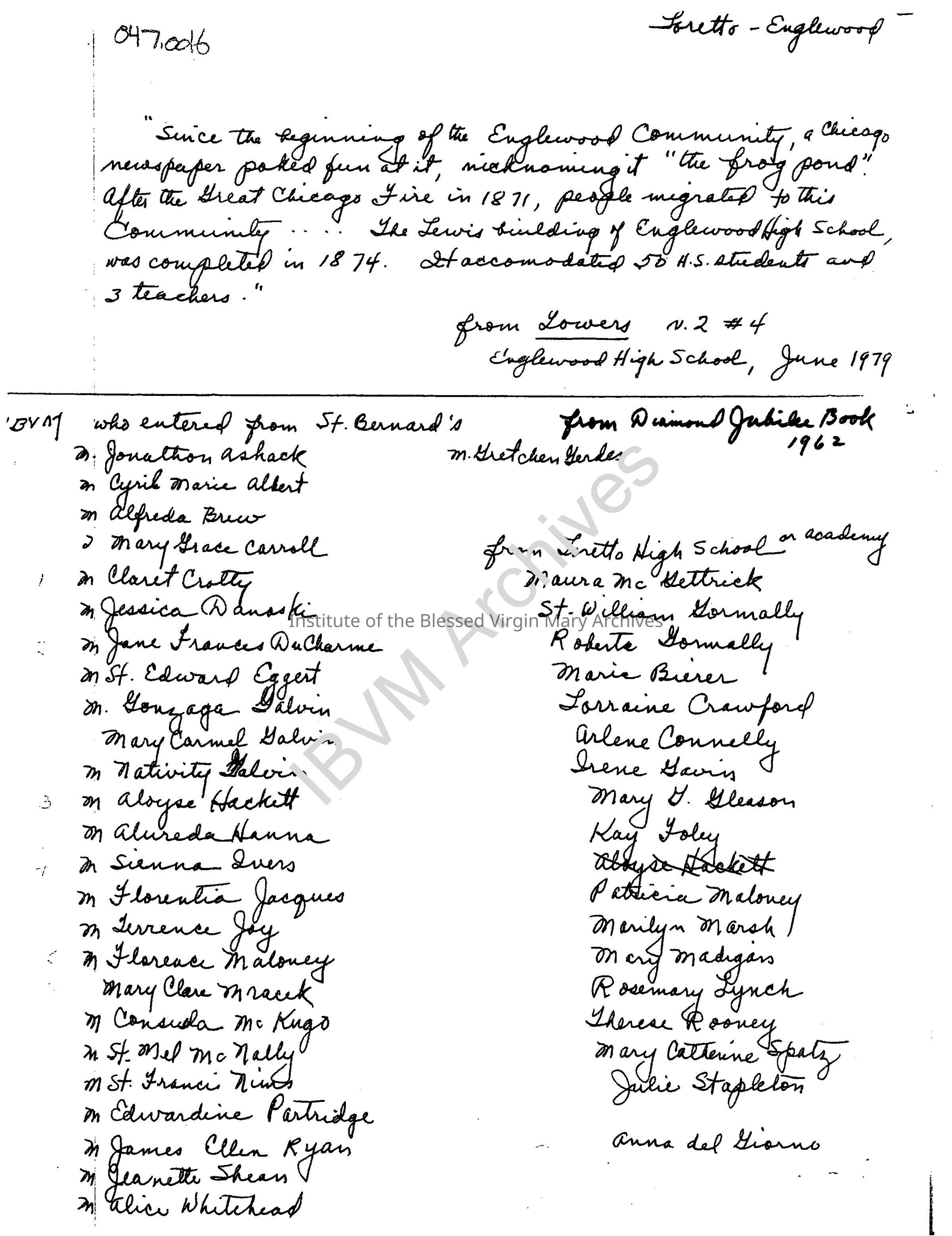 Notes on Loretto Englewood: PDF, Watermarked