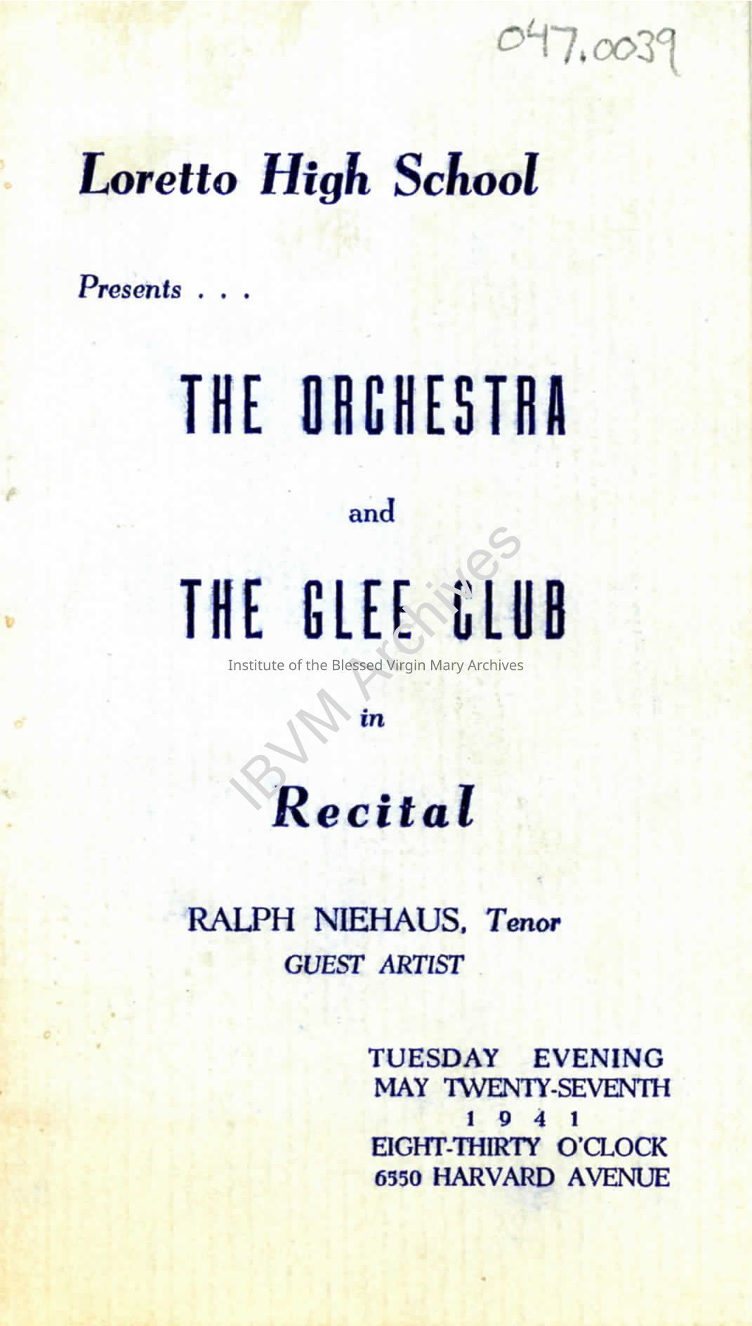 Loretto High School Orchestra and Glee Club Recital Program: PDF, Watermarked