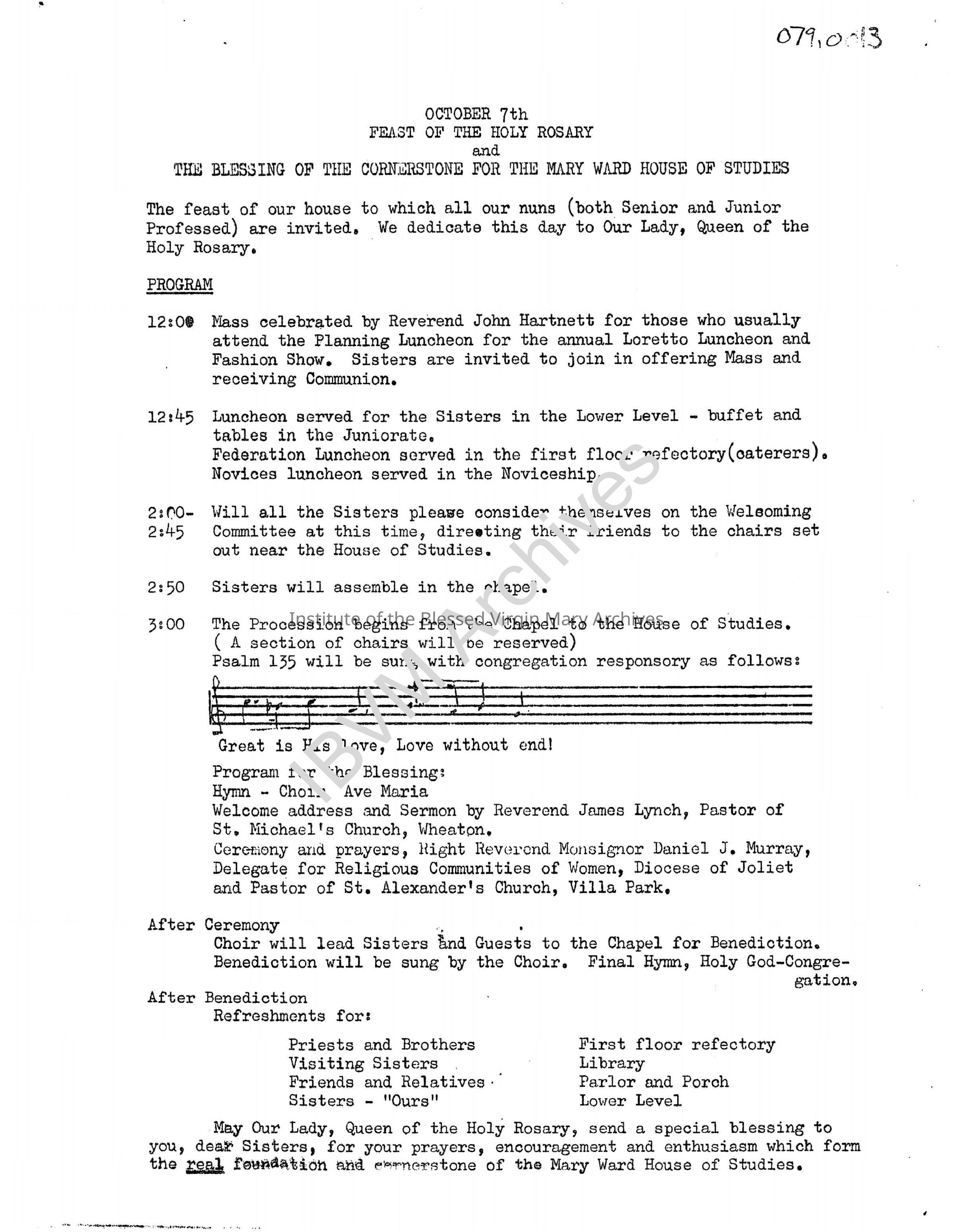 Mary Ward House of Studies Cornerstone Blessing Program: PDF, Watermarked