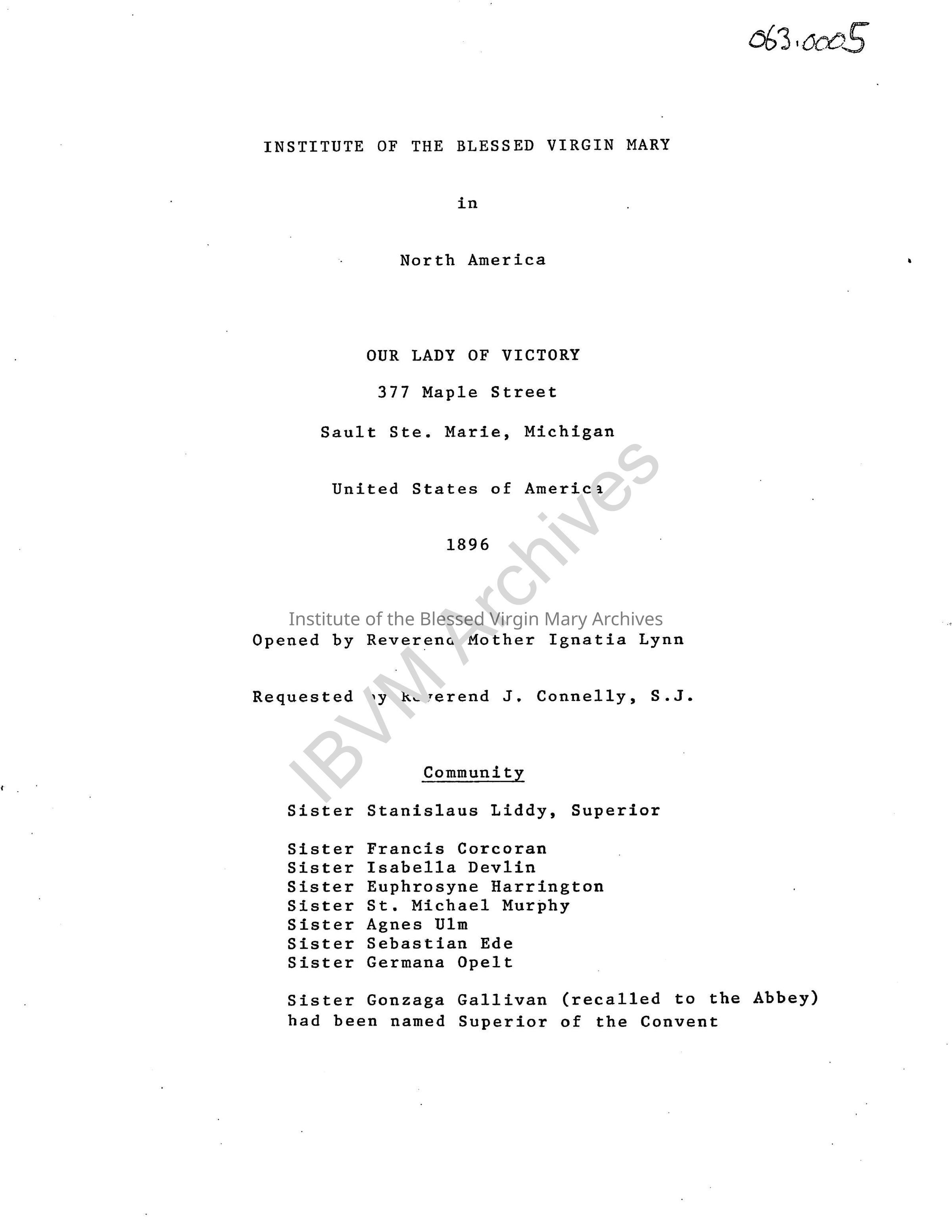 IBVM Sault Ste. Marie Community Lists, 1897 - 1985: PDF, Watermarked