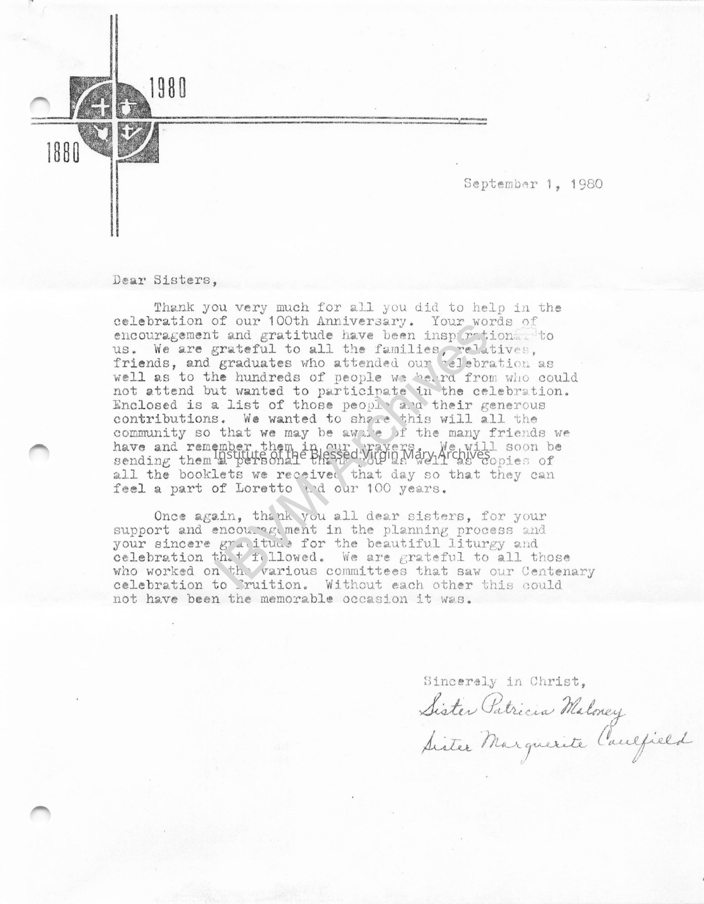 Centennial Letter: PDF, Watermarked