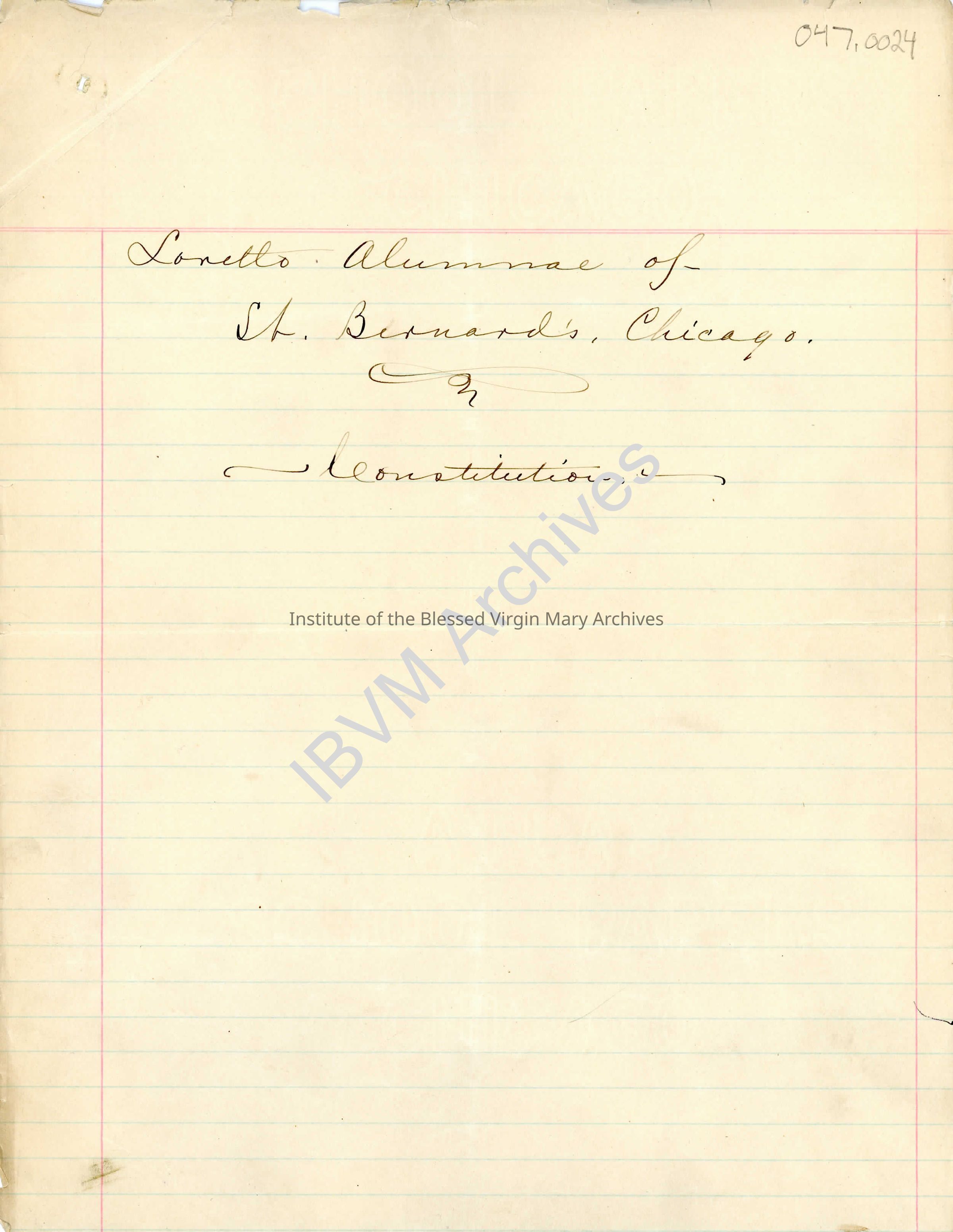 Loretto Alumnae of St. Bernard’s Chicago Constitution: PDF, Watermarked