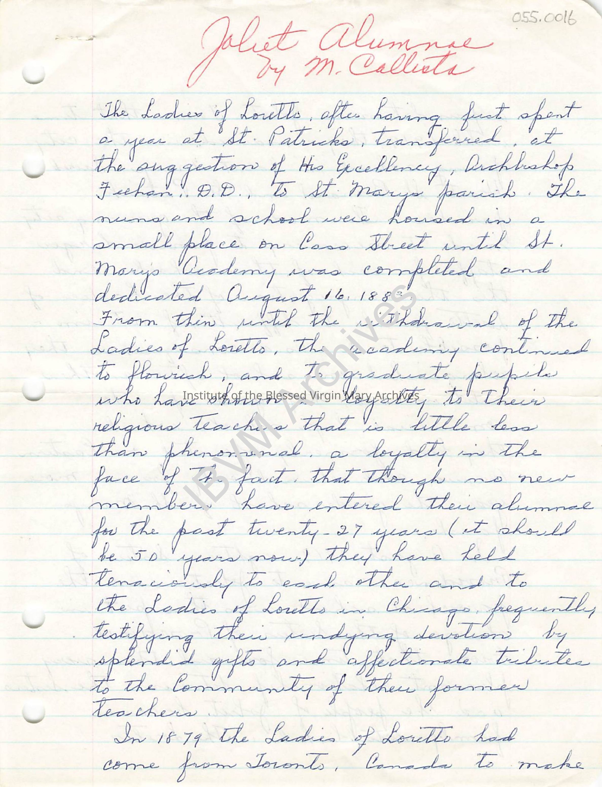 Joliet Alumnae by Sister Callista McGuire: PDF, Watermarked