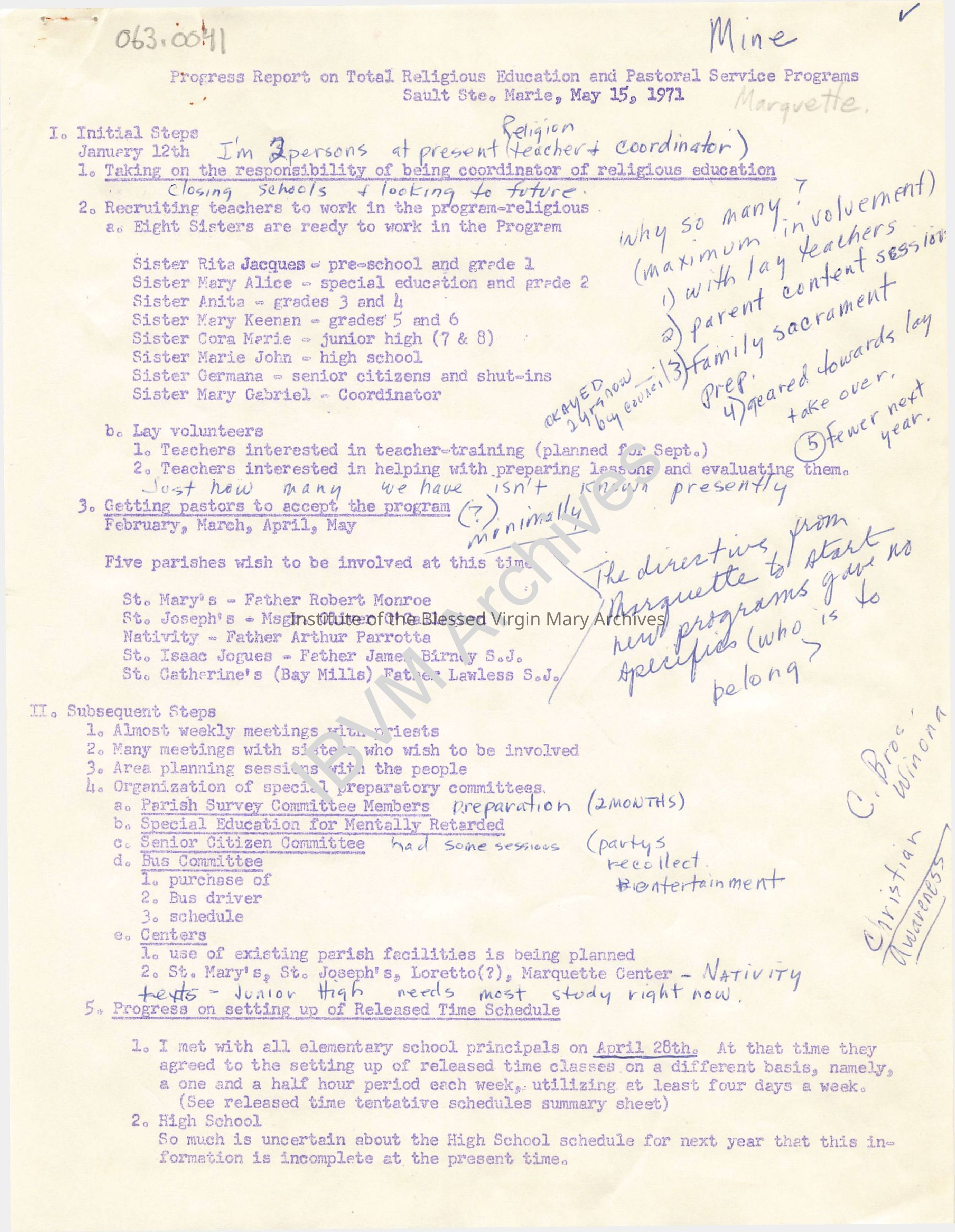 Progress Report on Total Religious Education and Pastoral Service Programs: PDF, Watermarked