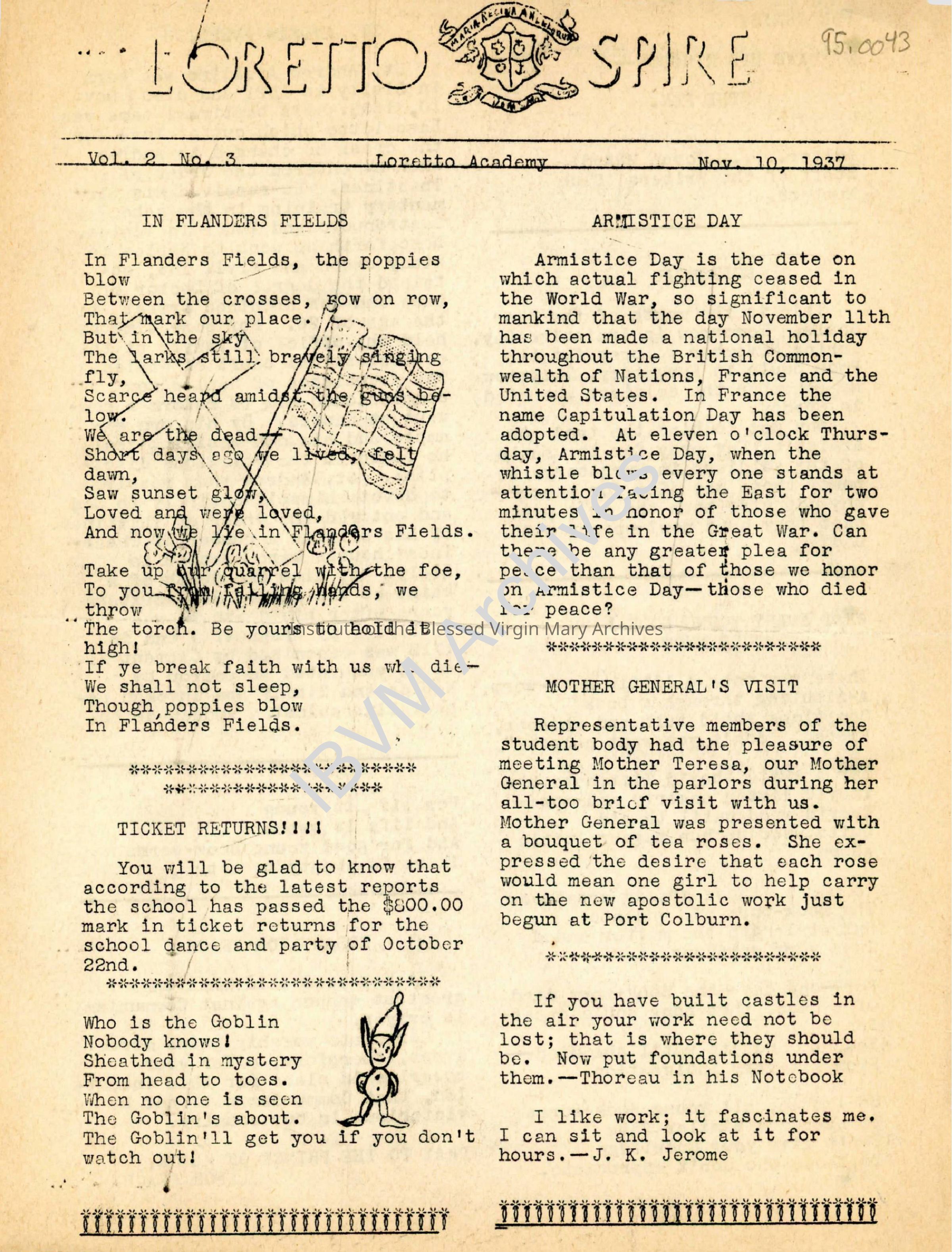 Loretto Spire, Volume 2 No. 3, 1937: PDF, Watermarked