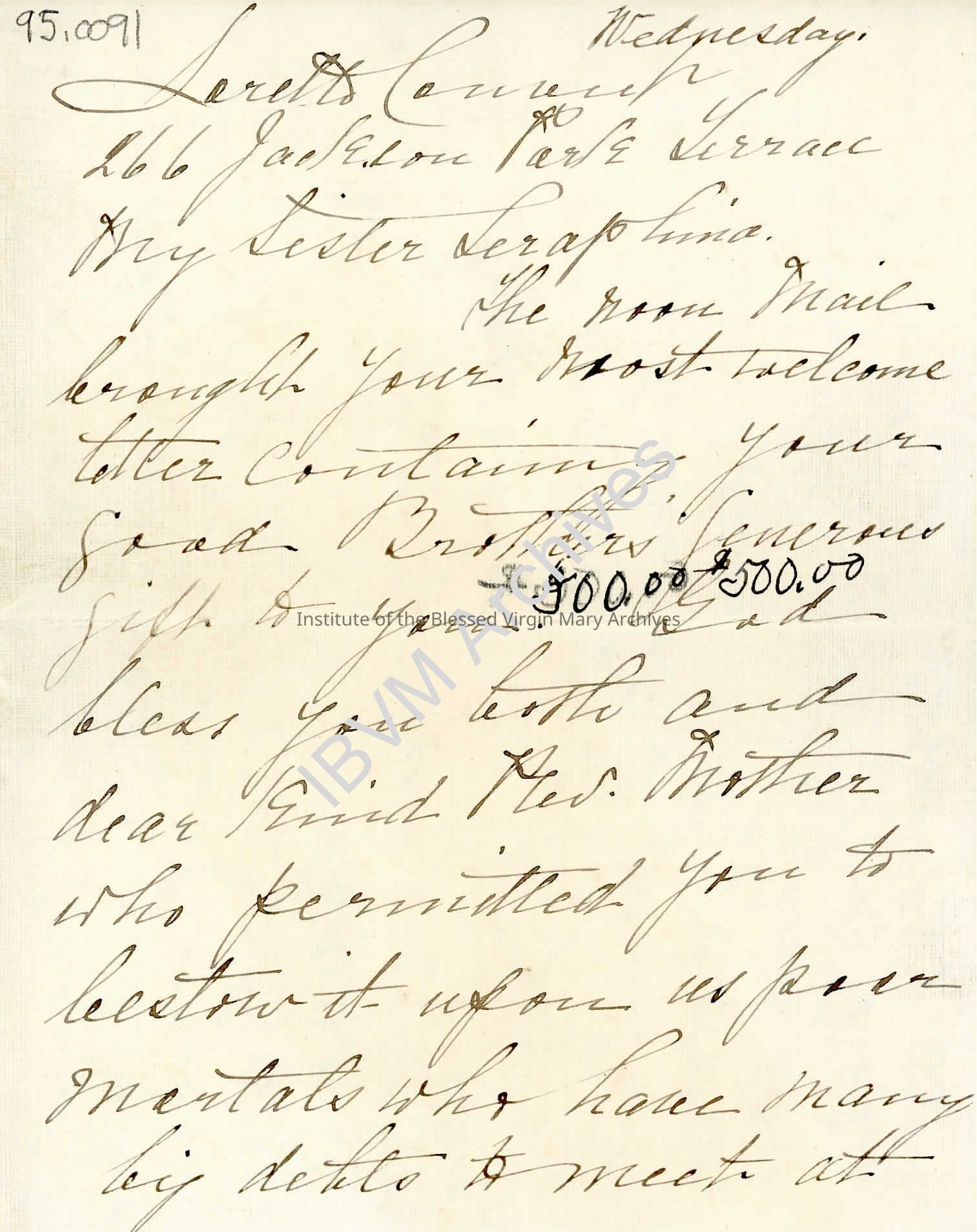 Letter from Mother Seraphina Dwyer: PDF, Watermarked