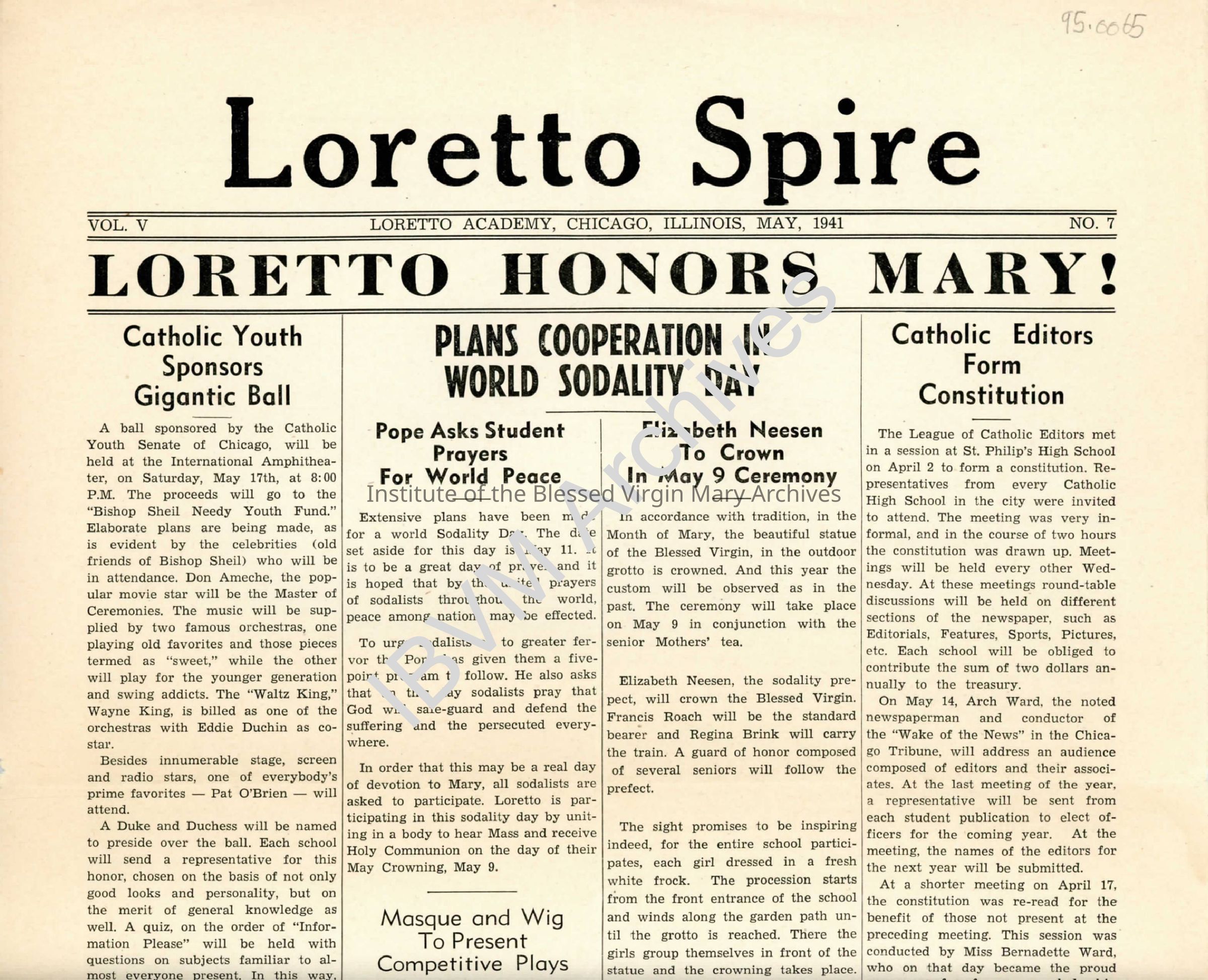Loretto Spire, Volume V No. 7, 1941: PDF, Watermarked