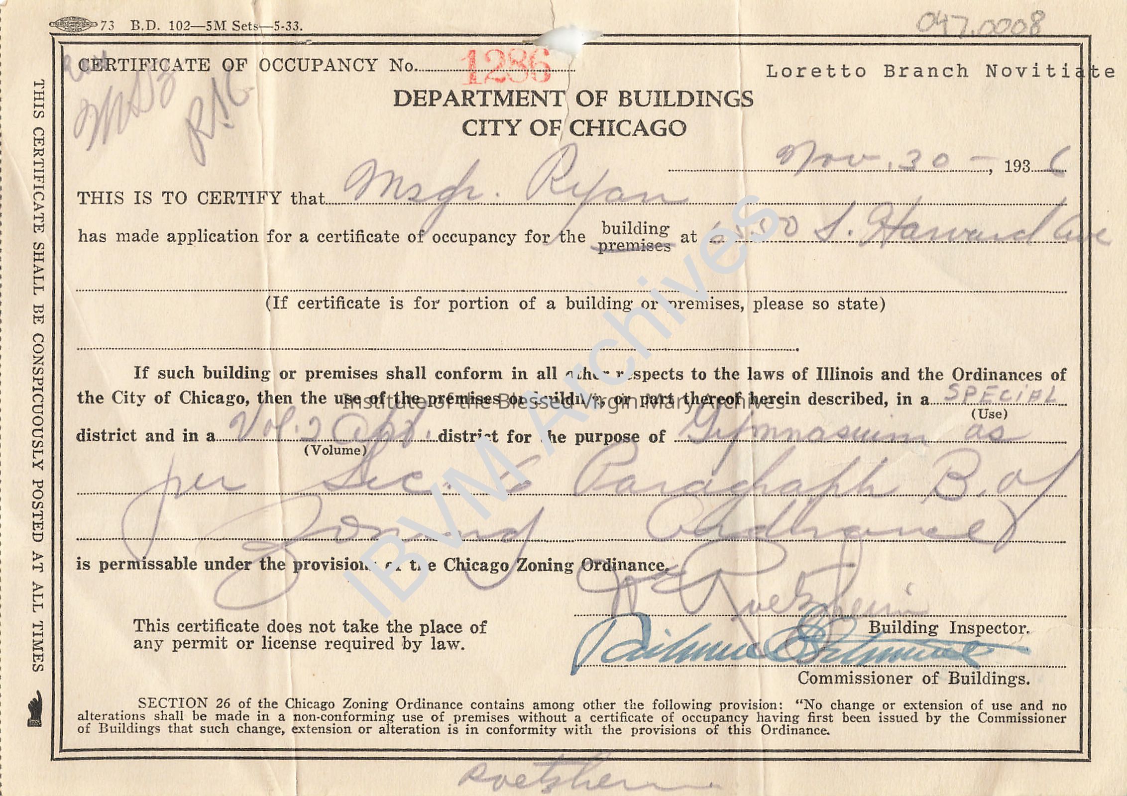 City of Chicago Building Occupancy Permit: PDF, Watermarked