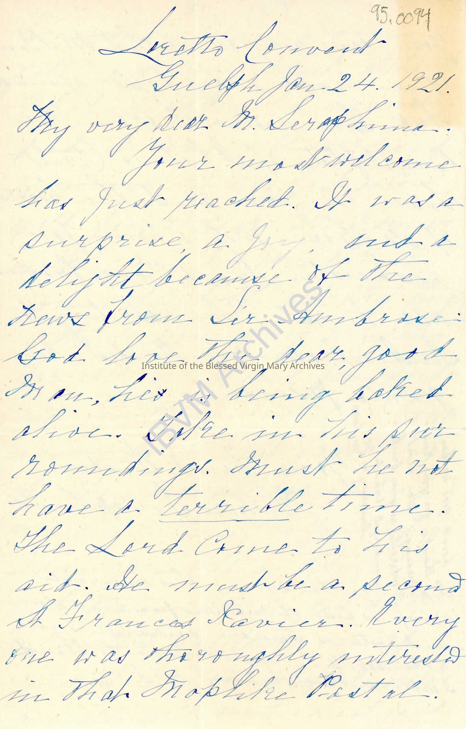 Letter from Mother Seraphina Dwyer: PDF, Watermarked