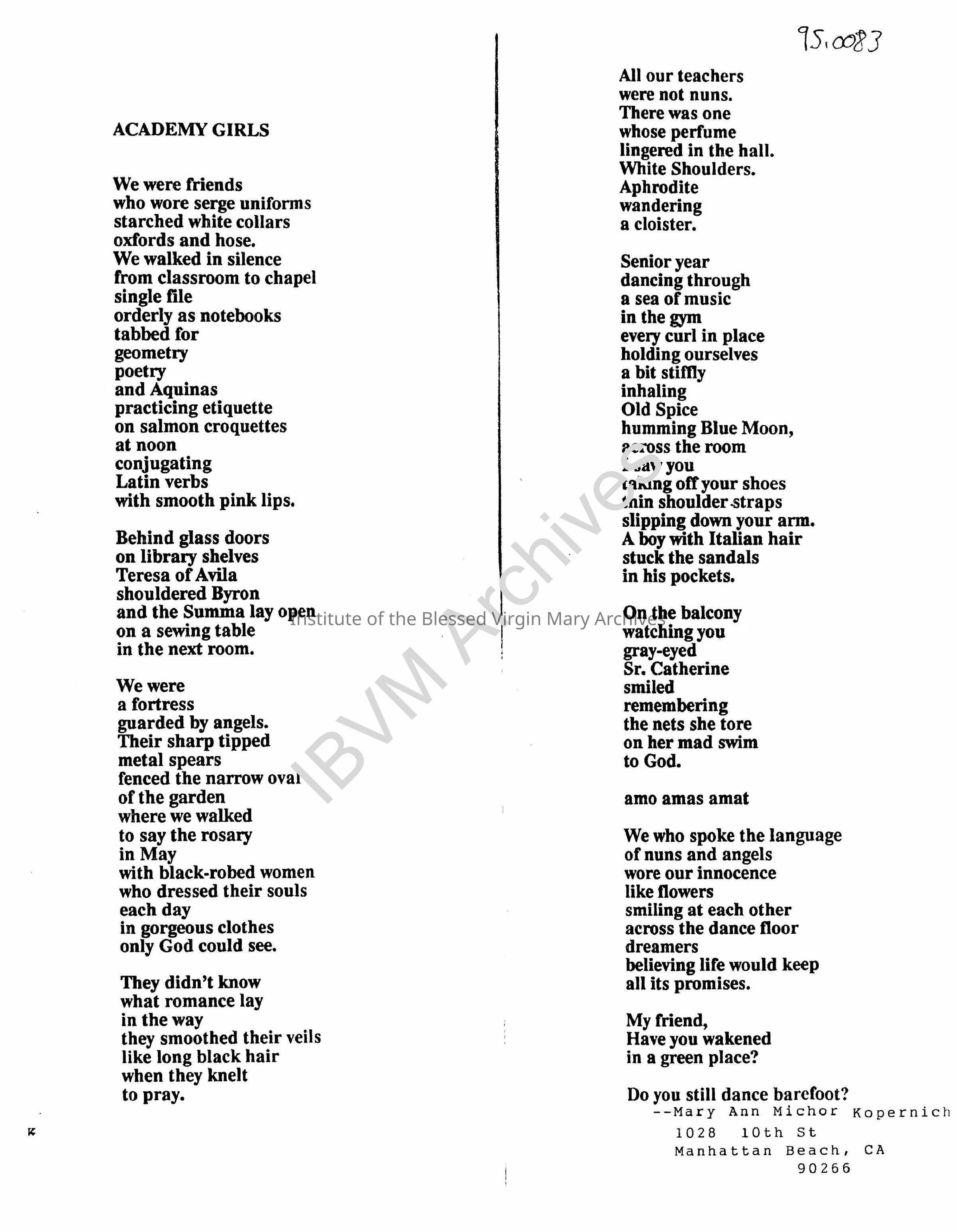Academy Girls Poem: PDF, Watermarked