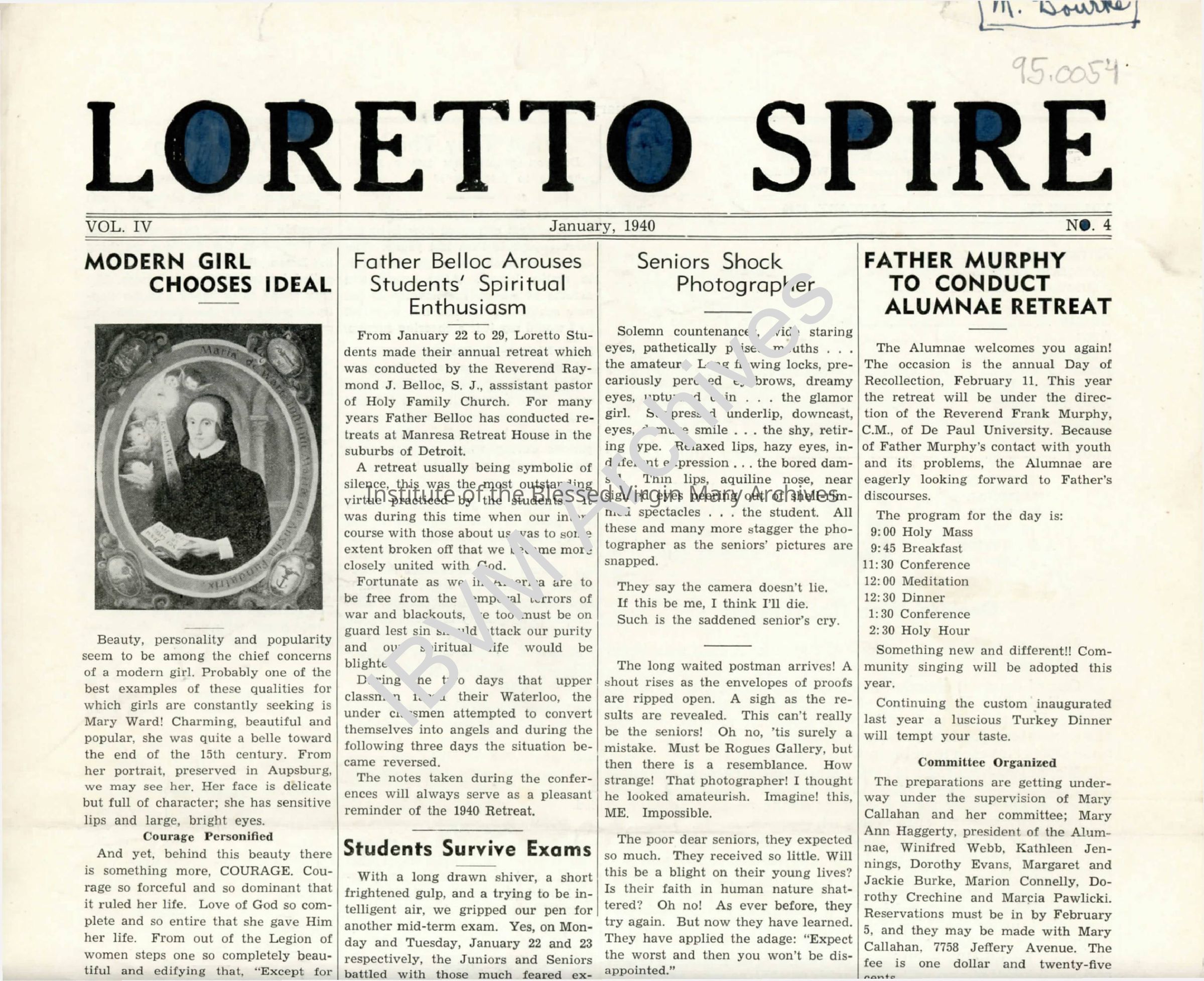 Loretto Spire, Volume IV No. 4, 1940: PDF, Watermarked