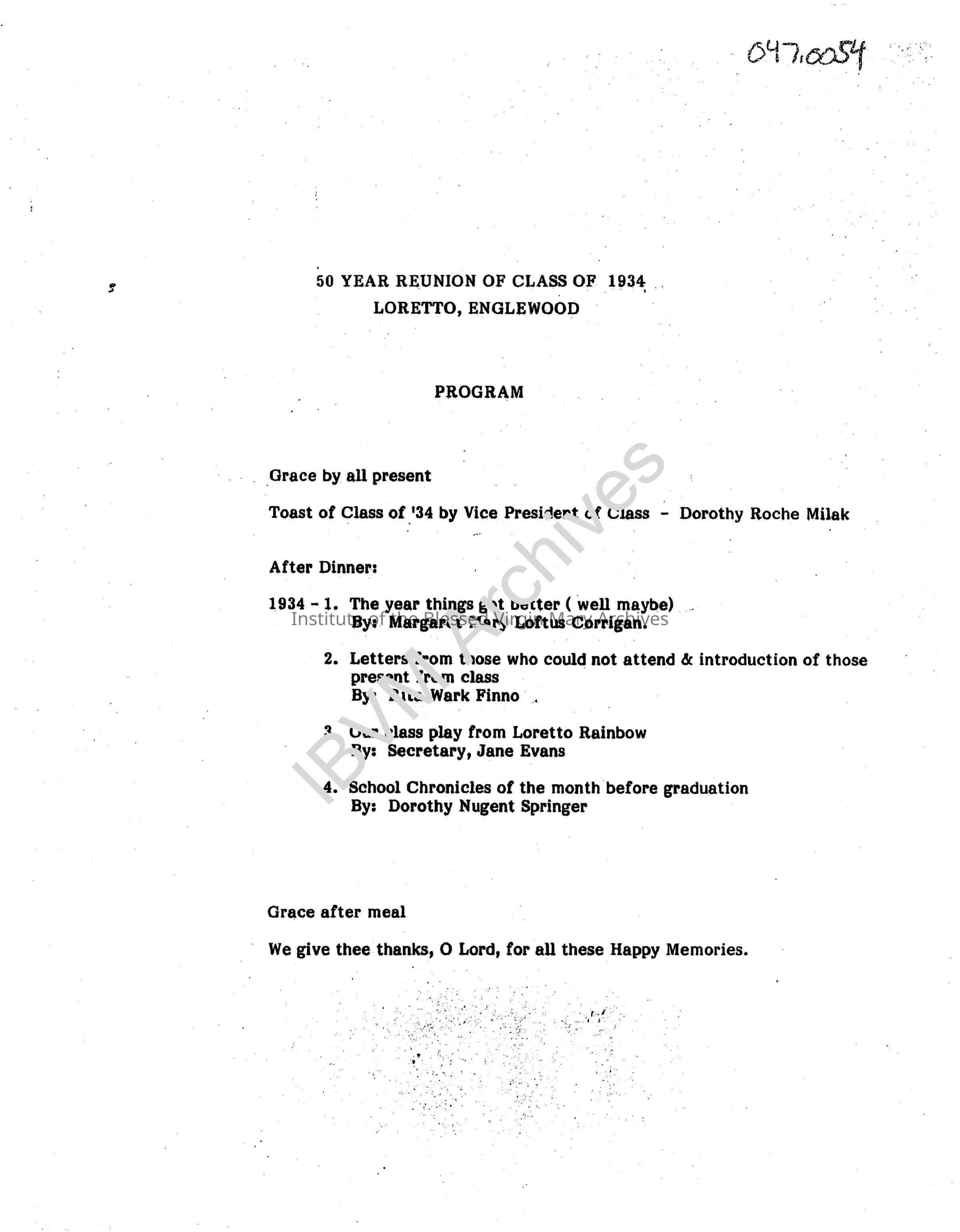 Loretto High School 50th Anniversary Reunion Program: PDF, Watermarked