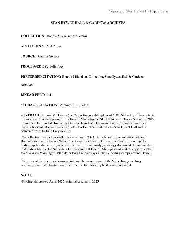 Archival Collections Finding Aids