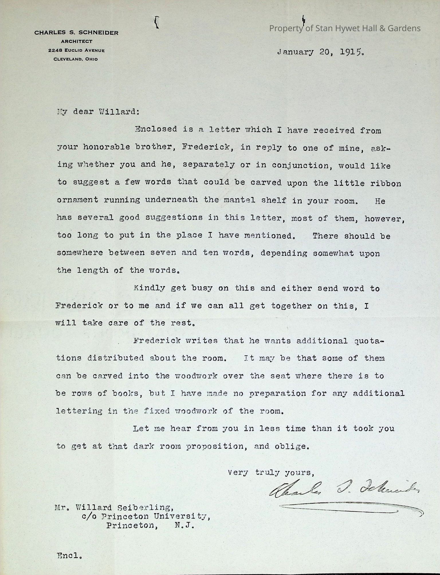 Stan Hywet Construction: Correspondence/Contracts