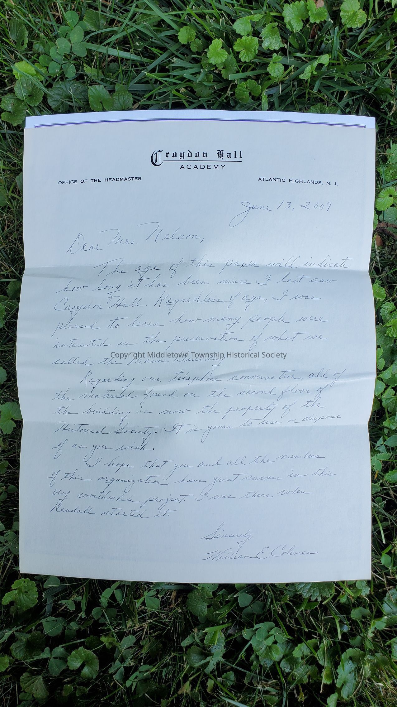 Middletown Twp Historical Society Records