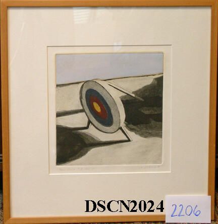 New Print No. 2: As the summer of 1968 proceeded, I worked on two themes: those field targets in strong sunlight and, second, our baby blue 1960 Ford. I imagined the targets alongside certain parts of the car--the doors, the hood, or rear-view mirrors--and composed several variations. This one uses what's called the car’s rocker panel, but greatly out of proportion to a real target (my model was four feet in diameter!).