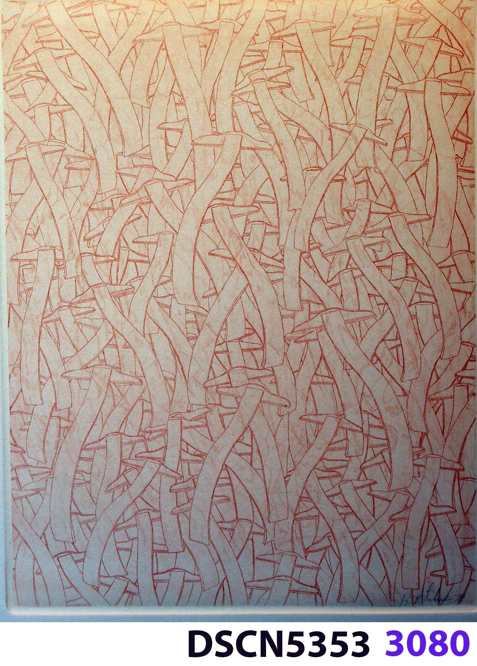 Wave Square School: I was at a fish hatchery, and, looking in the water it was all dark. I thought, there are no fish!" I blinked, and all of a sudden I could see thousands of fishes. It was a school of fishes. Later, back in my studio I imagined thousands of wave squares in such a school. It inspired me to think of a moving image. For the spaceship crash series I was working on, in my imagination the camera zoomed in and resolved to show a school of wave squares, swimming like a school of fishes.