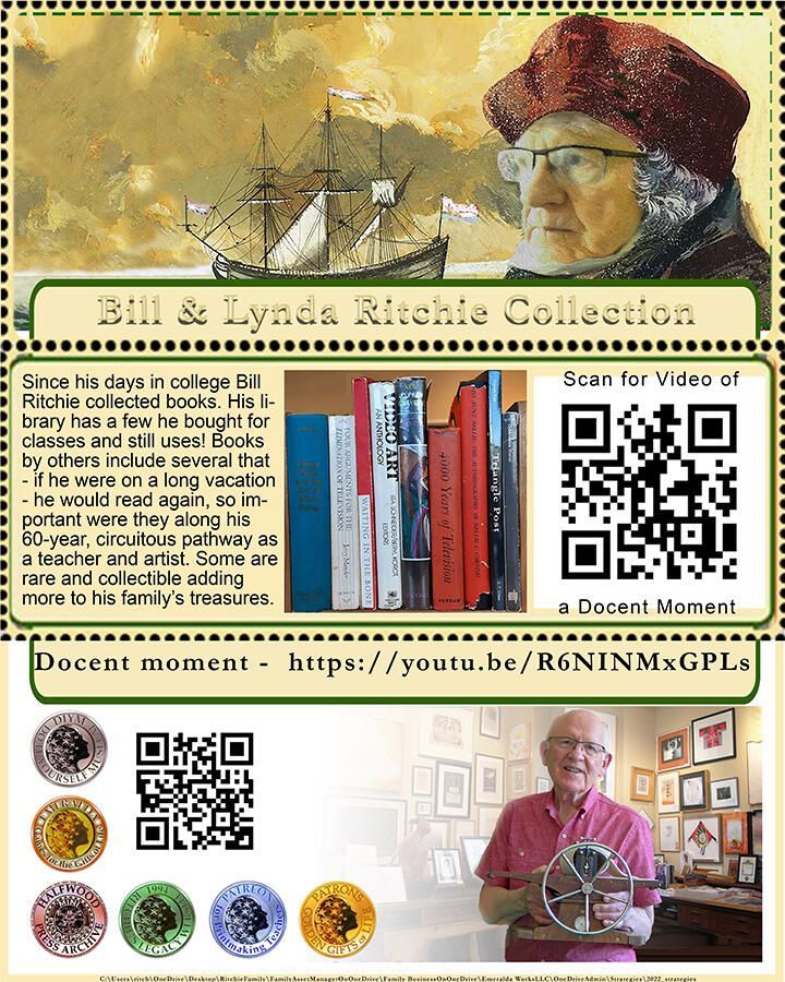 Entity, certificate image as Artiscrip: The image is the proposed Artiscrip certificate, a kind of art stock, however, not for works of art. This is for the artist's library of books by other authors. At the time of this update (March 10, 2023) there are 56 books by other authors shown. The valuation is estimated. Note that some books are collectible and of considerable value - perhaps hundreds of dollars. Others are worth little - a dollar or two or possibly five.