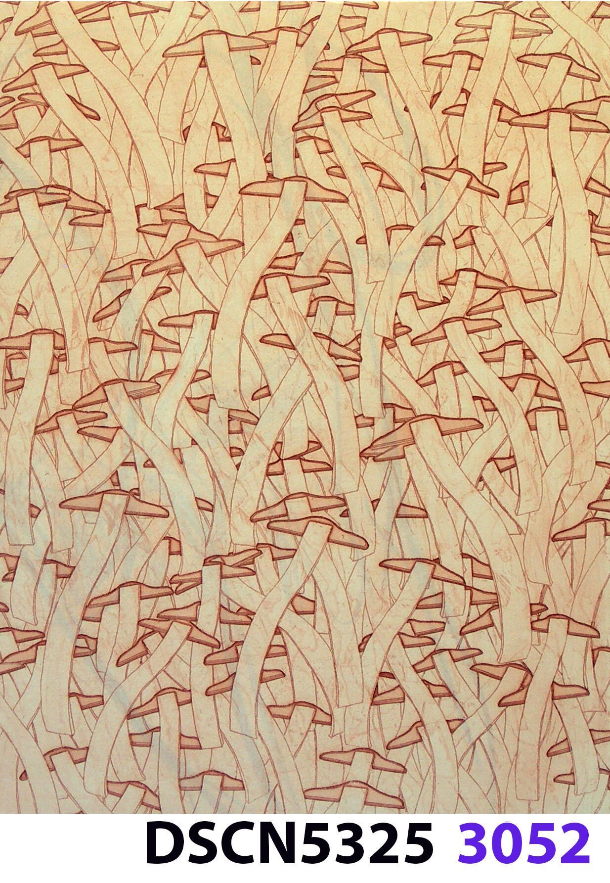 Wave Square School – variation: I was at a fish hatchery, and, looking in the water it was all dark. I thought, there are no fish!" I blinked, and all of a sudden I could see thousands of fishes. It was a school of fishes. Later, back in my studio I imagined thousands of wave squares in such a school. It inspired me to think of a moving image. For the spaceship crash series I was working on, in my imagination the camera zoomed in and resolved to show a school of wave squares, swimming like a school of fishes.