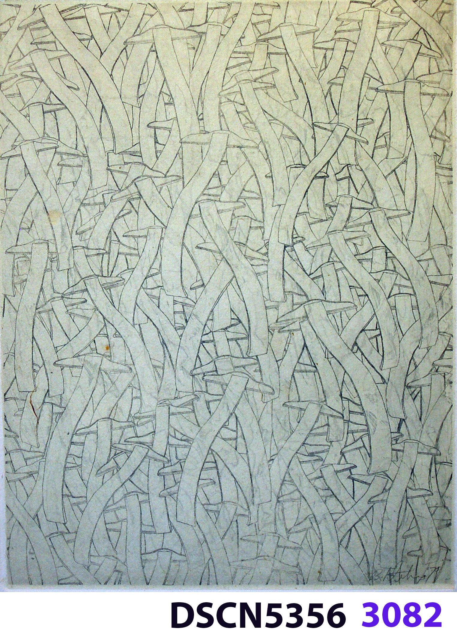 Wave Square School: I was at a fish hatchery, and, looking in the water it was all dark. I thought, there are no fish!" I blinked, and all of a sudden I could see thousands of fishes. It was a school of fishes. Later, back in my studio I imagined thousands of wave squares in such a school. It inspired me to think of a moving image. For the spaceship crash series I was working on, in my imagination the camera zoomed in and resolved to show a school of wave squares, swimming like a school of fishes.