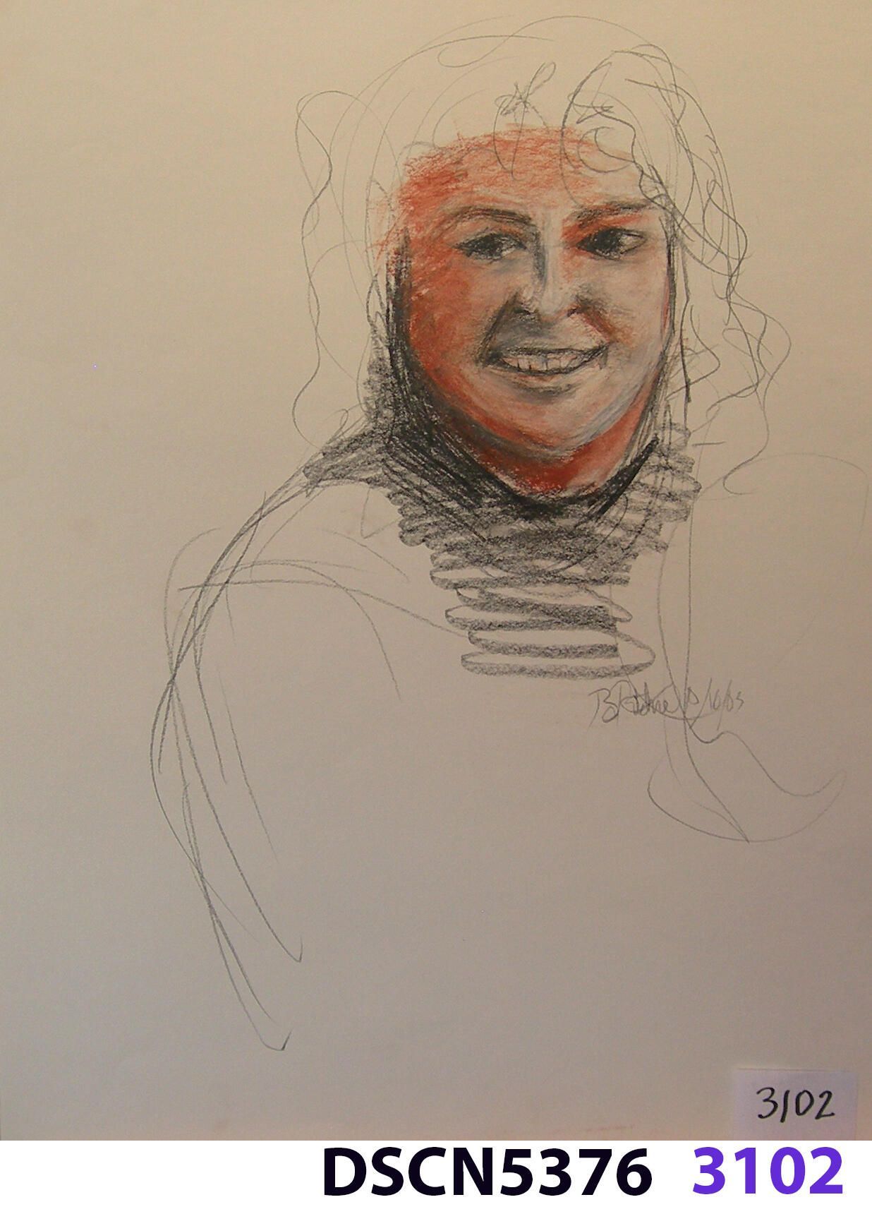 Billie Jane, drawn in a school classroom: I was invited to visit Matilda's classroom as an artist, and Billie Jane went with me and I drew this portrait. It may be the only one I drew of her and I had not seen it until Nellie, her "Janer's" younger sister, brought it out and photographed it with Lynda. I may have visited Matilda's classes starting in 2005, and used that visit to launch my screenplay, "Swipe." Good times!