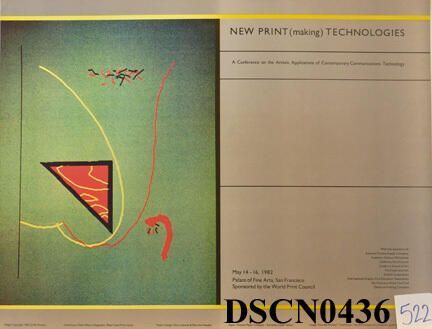 Poster for the World Printmaking Council: "New Print (Making) Technologies" was a conference in San Francisco in May, 1982, and Bill Ritchie's image was used for the artwork. This poster is signed in ballpoint by Pat Cole, another one of the speakers with whom Bill shared the stage. Pat worked with Jim Blinn at Jet Propulsion Lab in the late 1970s and then joined the Computer Graphics Project at Lucasfilm under Dr. Alvy Ray Smith in the early 1980s. While there she contributed to The Genesis Demo shot in Star Trek II: The Wrath of Khan (1982). She then joined Hewlett Packard. She was probably in her mid-20s at JPL, with an approximate birth year of 1955. She worked at Atari at that time she and Bill shared dinner - she was seated on his left and Dr. Fritz Eichenberg on his right. At the Jet Propulsion Lab, she created graphics for Carl Sagan's Cosmos series. Her autograph on this poster reads, "To Nellie - May the power be with you," or words to that effect. Months later, when Bill made a return visit to California, she gave him a tour of Atari, as it seemed that he was being considered to work at the company.