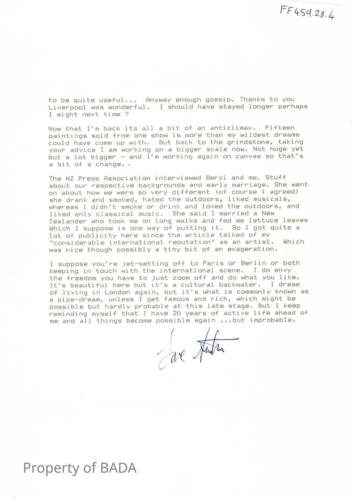 Letters - Fanchon Fröhlich