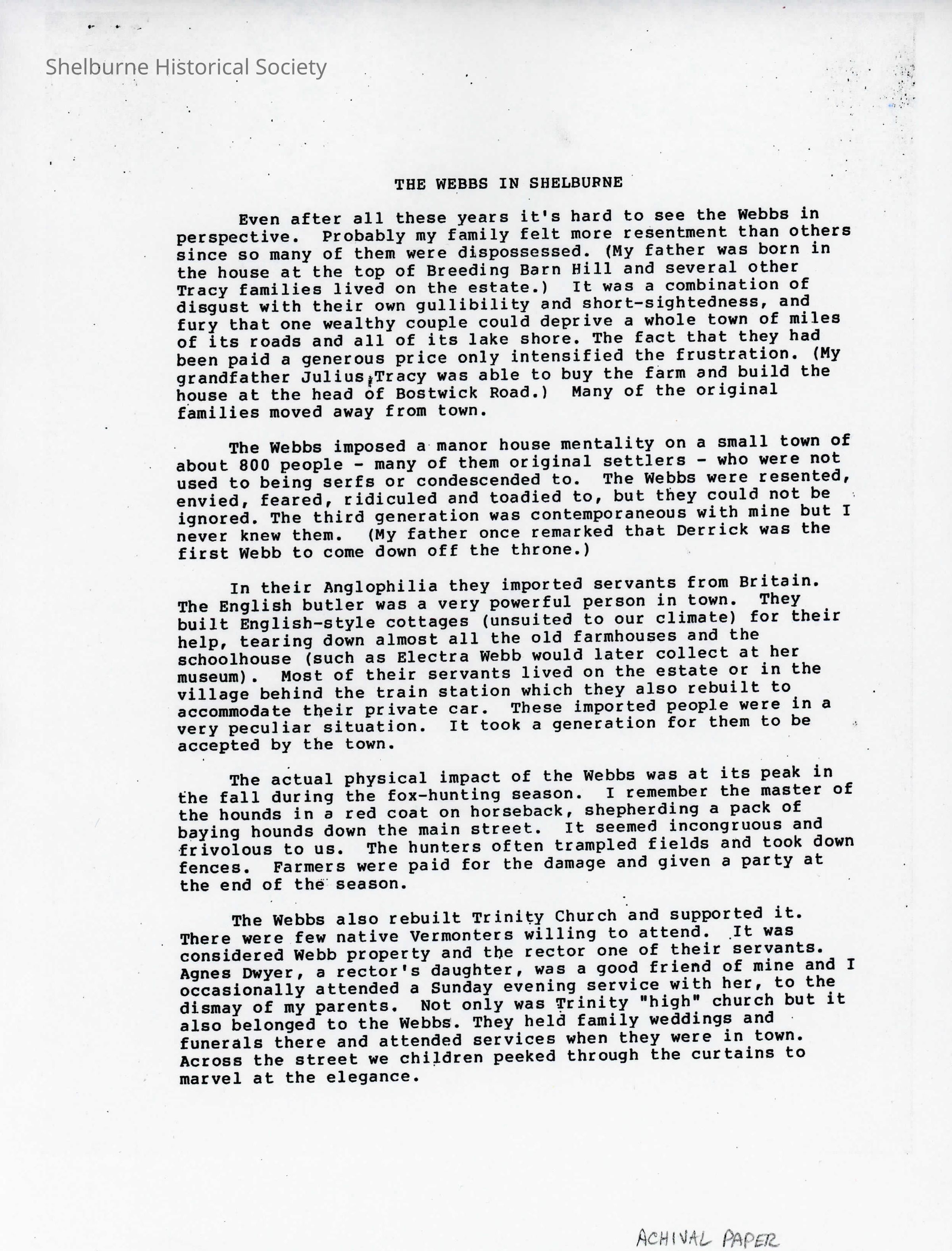 The Webb's in Shelburne