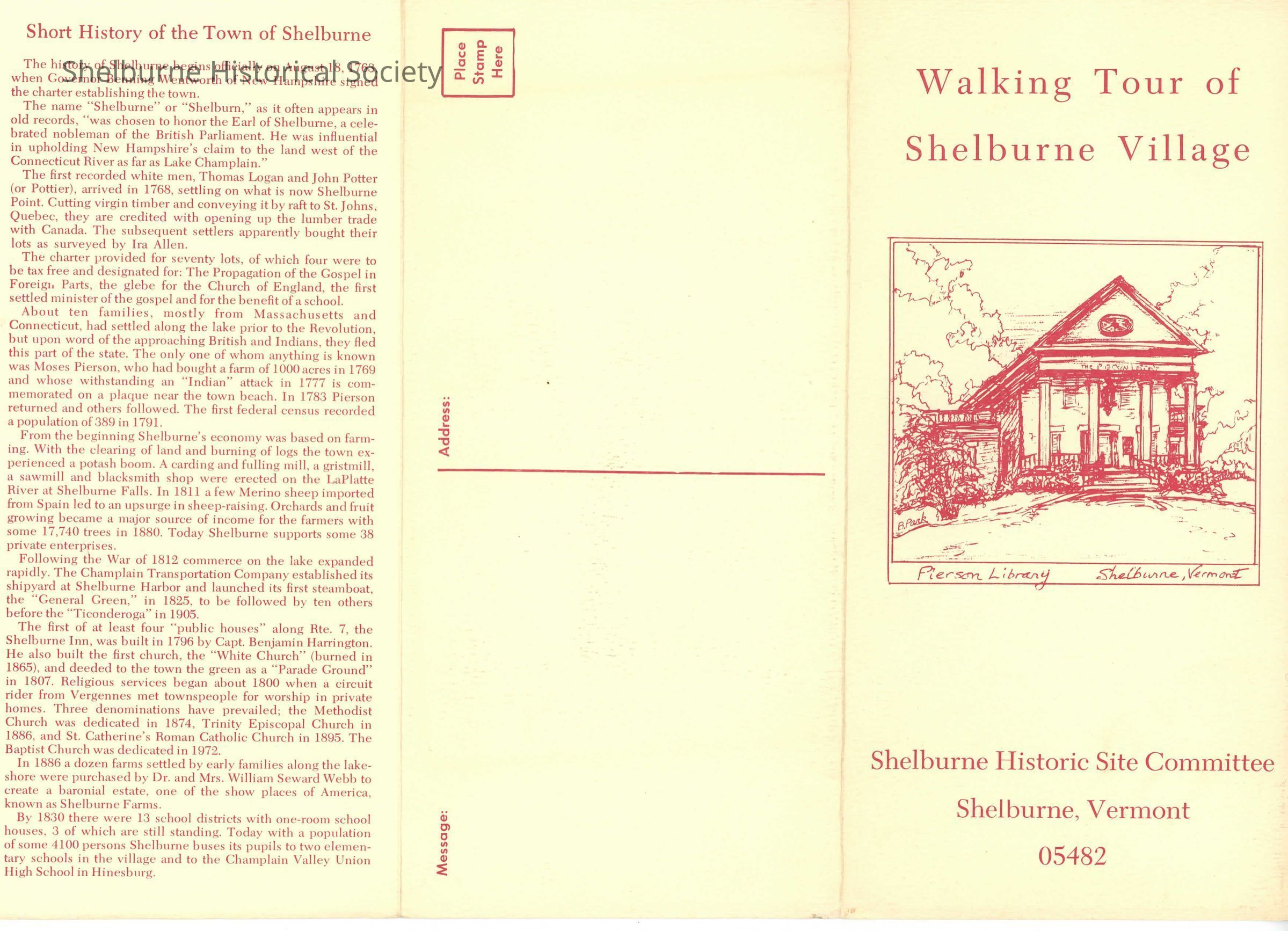 Walking Tour of Shelburne Village - Shelburne Historic Sites Committee