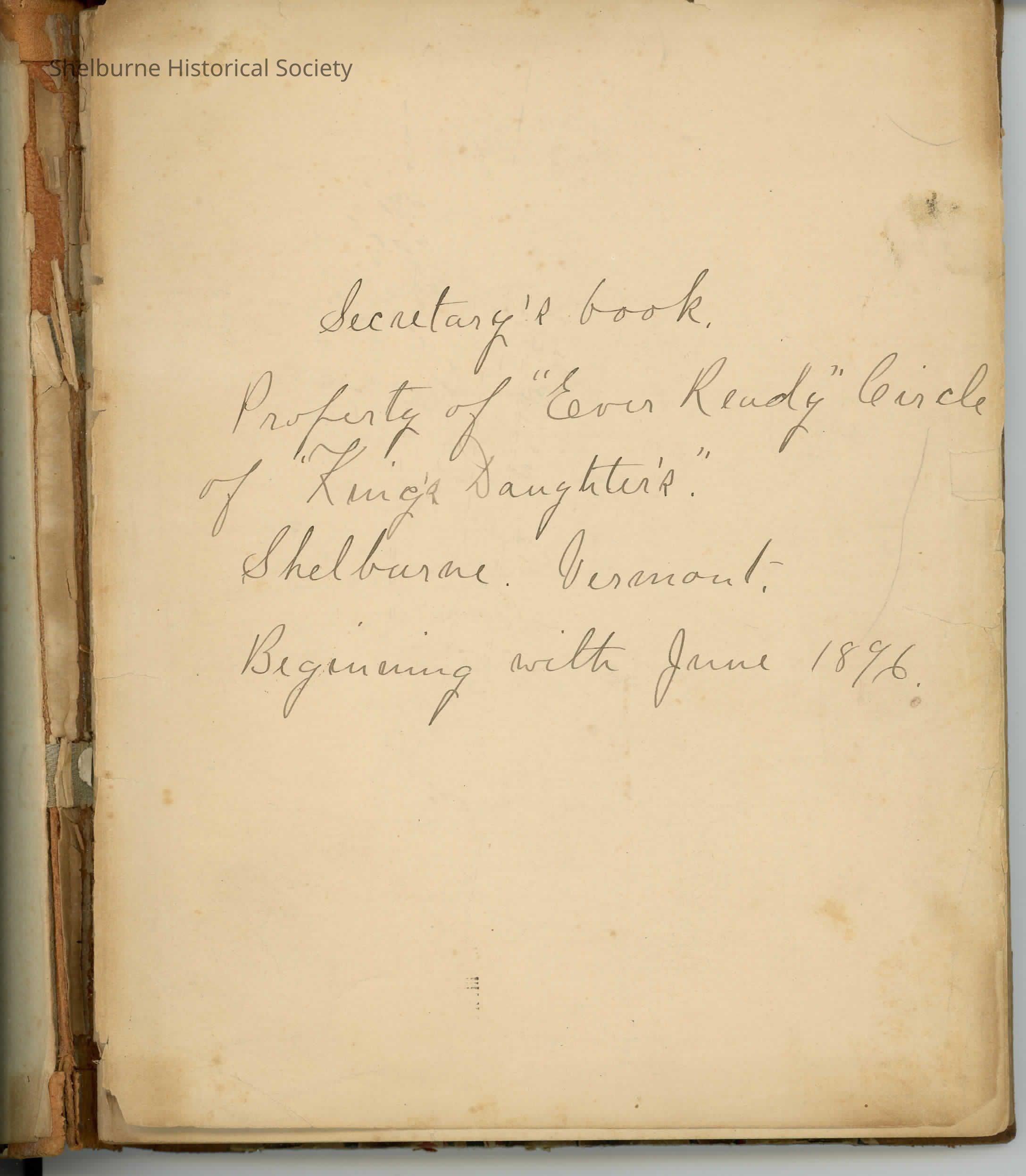 Secretarys Book Ever Ready Circle 1896 - 1899