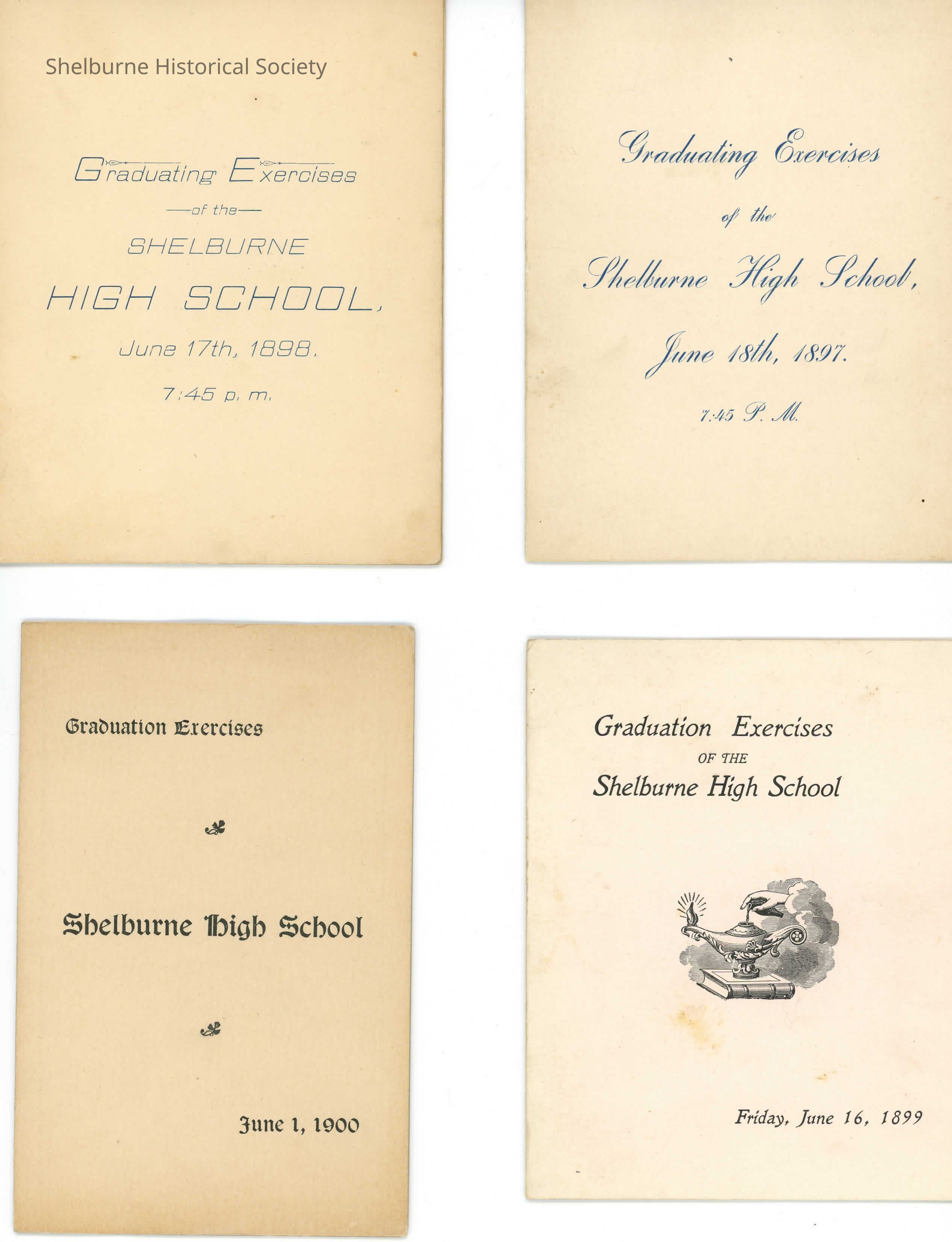 Shelburne High School Graduation Programs 1897 - 1902