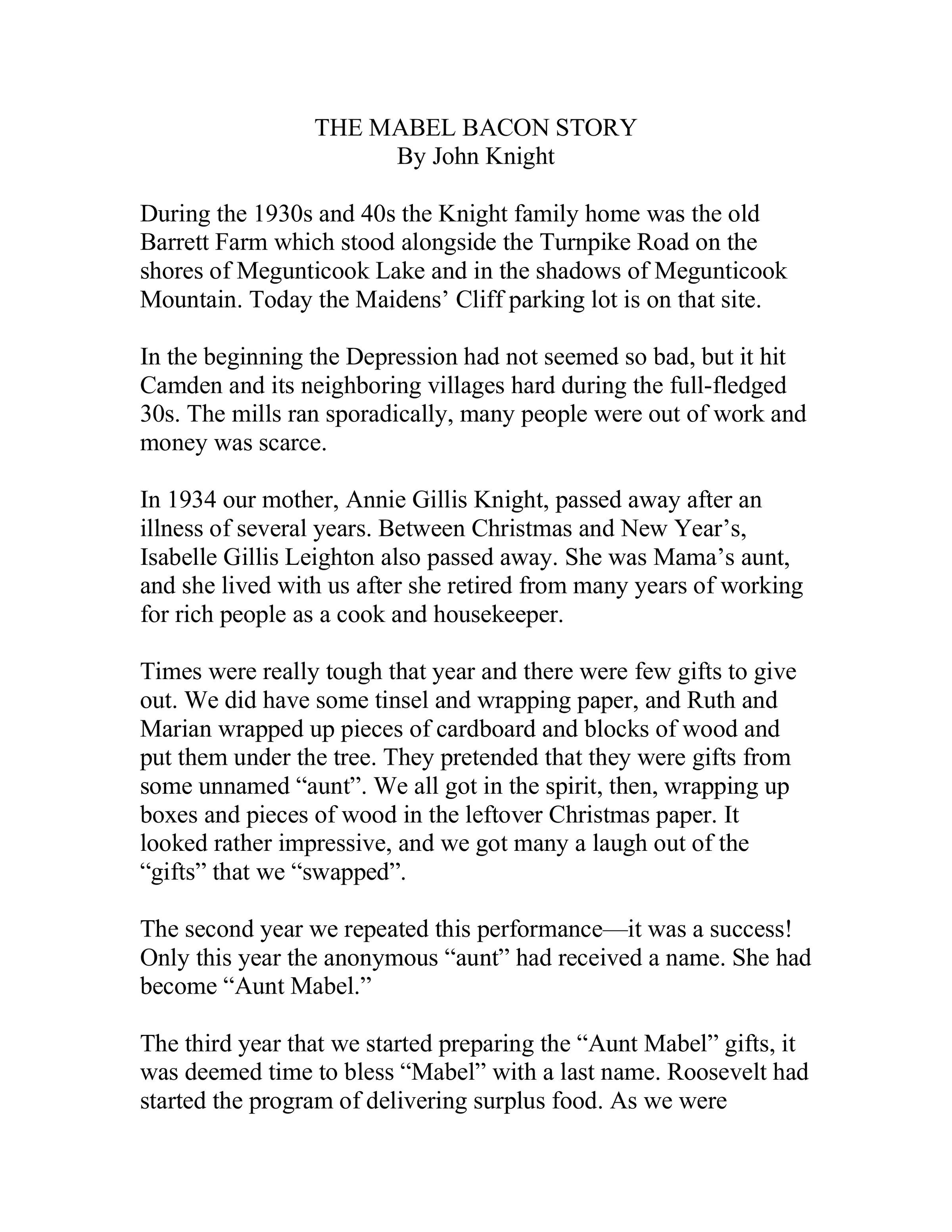 John Knight's story from the hard year of 1934