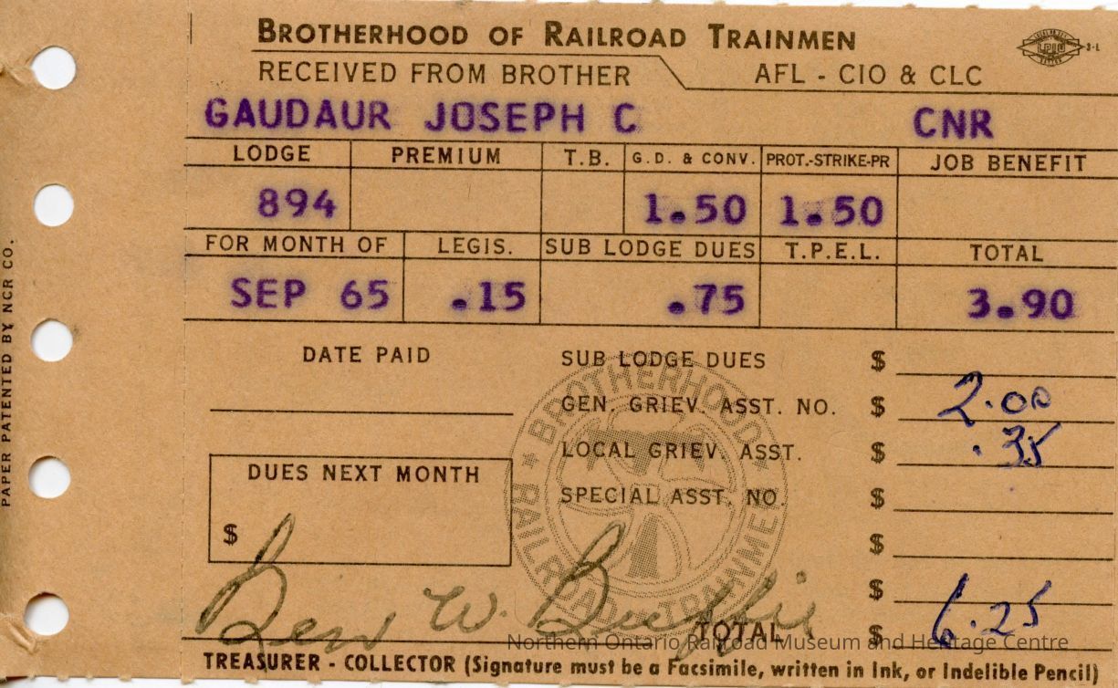 Image of the front of the receipt