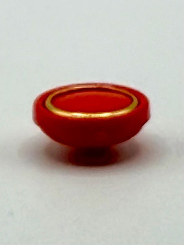 Set of Six Round Shank Buttons — Red with Gold-Tone Rim - Image 3